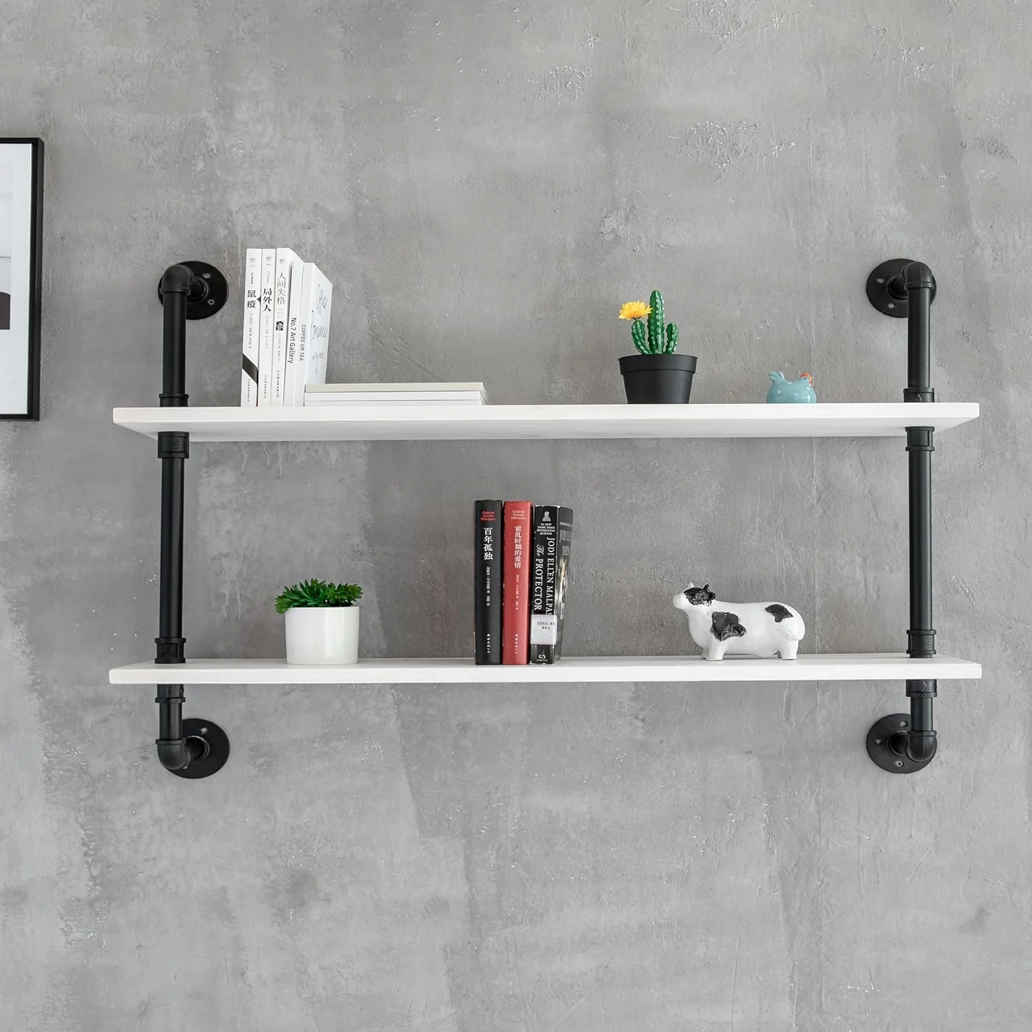 High-Grade Floating Bookshelf Bathroom Shelves Over Toilet Industrial Pipe Shelving Pipe Shelves Rustic White Wall Shelves 36 Inch Farmhouse Book Shelves for Organic