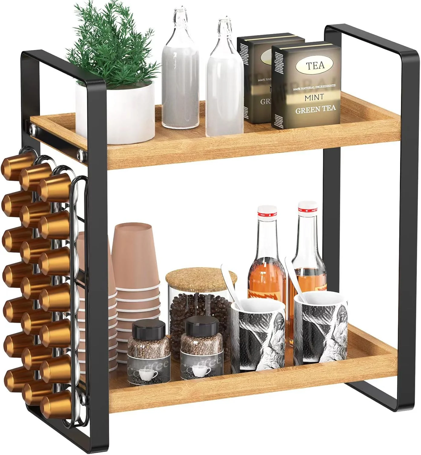 Contemporary Lemikkle Coffee Station Organizer Compatible with Nespresso Classic Pods 24pcs Coffee Bar Accessories and Cup Storage Organizer Professional