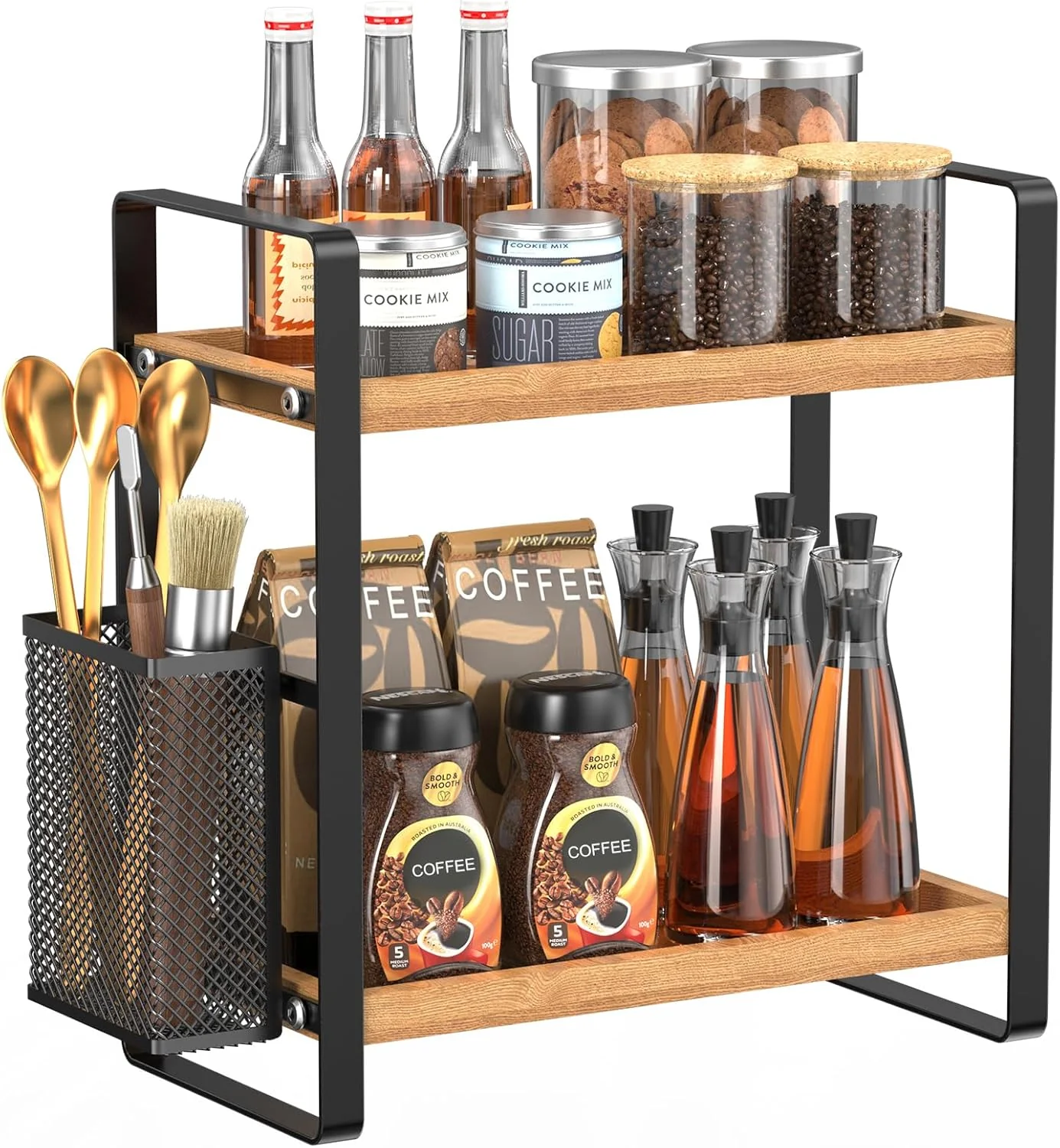 Elegant Lemikkle Coffee Bar Accessories and Coffee Mug Cup Holder kitchen organizers and storage Spice Rack Organizer for Countertop Kitchen basket Carefully Designed