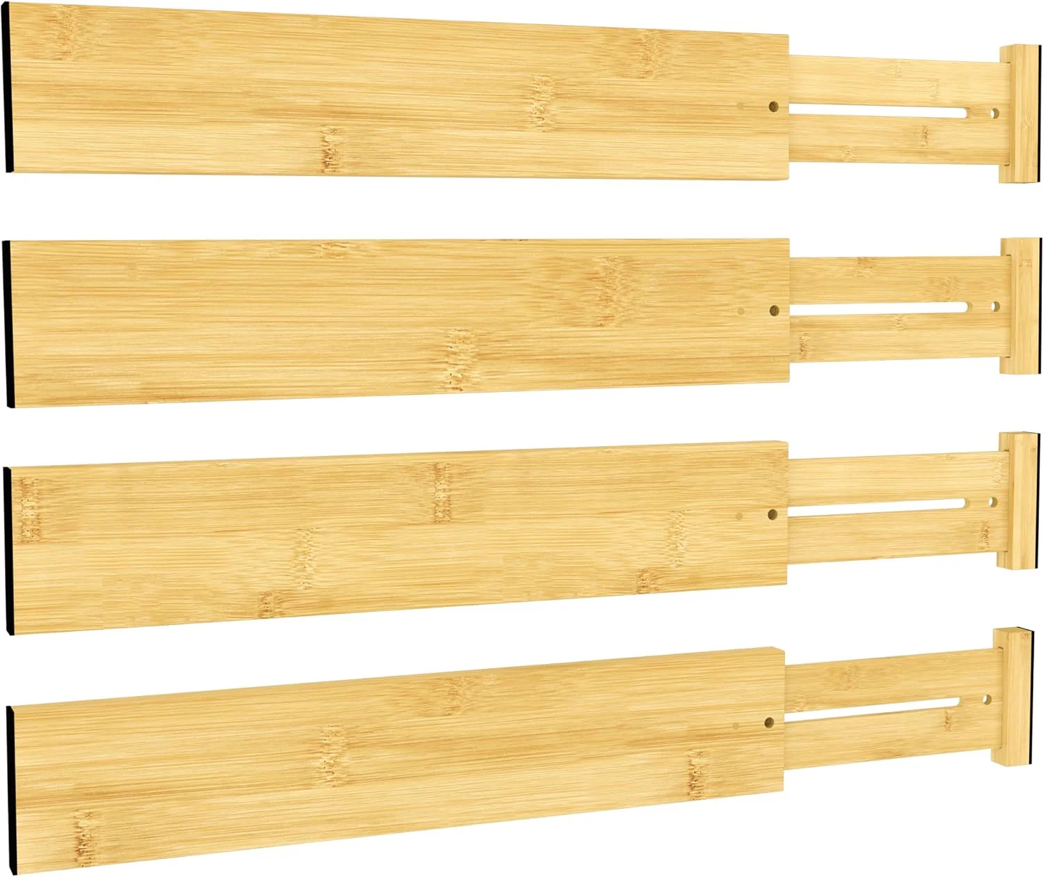 Smart BAMEOS Bamboo Expandable Drawer Dividers – Fits 16.65 –22 Drawers 3 Deep Walls Set of 4 Taller Spring-Loaded Separator Keeps Items Upright in Kitchen amp Dresser Drawers Smooth