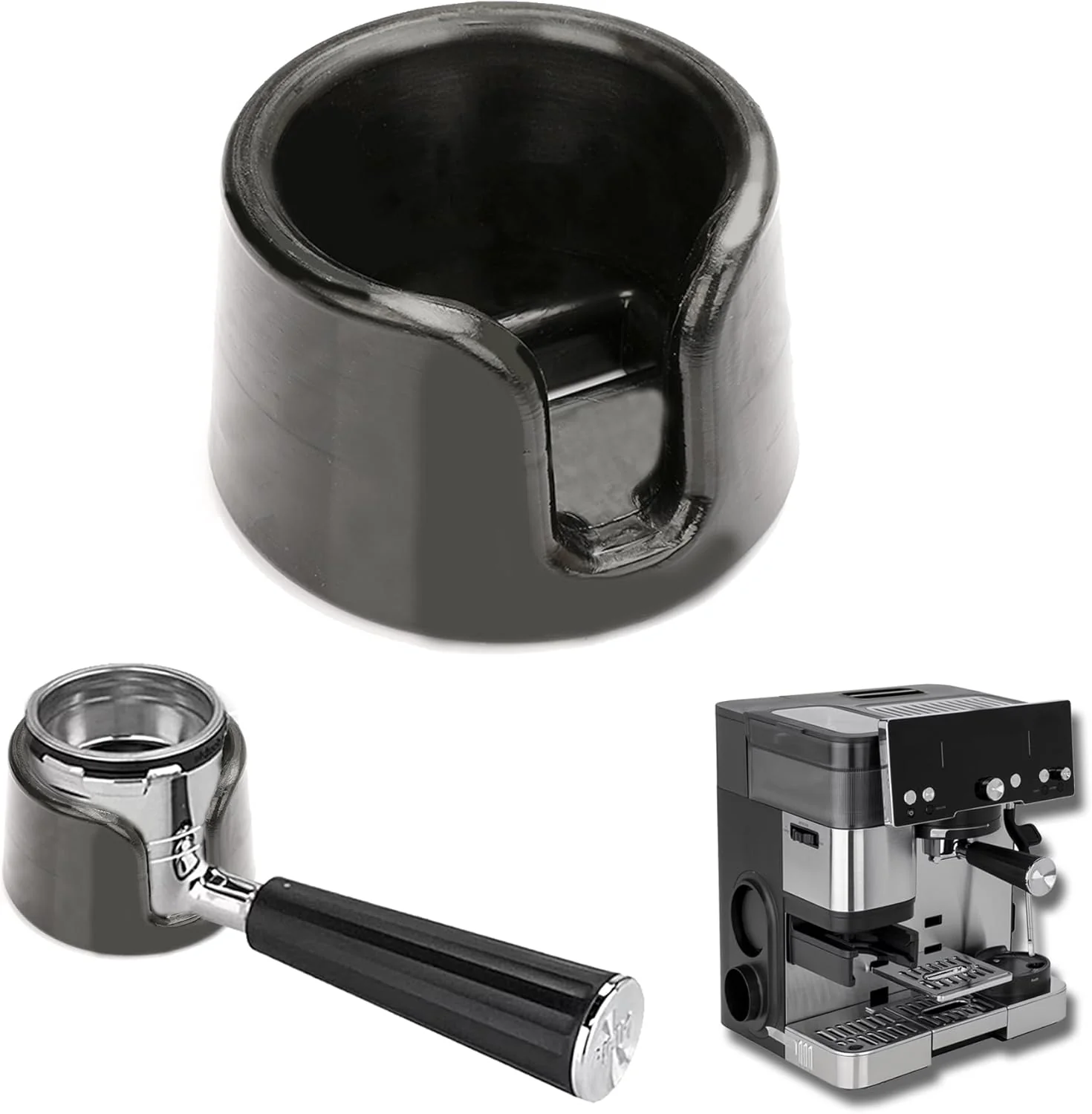 Luxury Coffee Tamper Base Compatible with Ninja Espresso Machine ES601 ES701 Handheld Portafilter Support Stand For Ninja Cafe Luxe Anti-Slip Coffee Accessories Improves Tamping Stability Extraction Black Unique