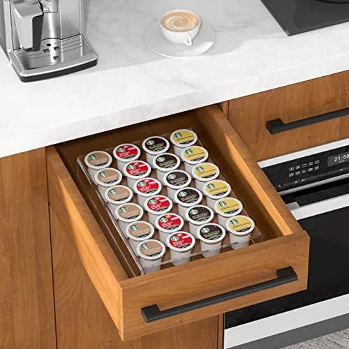 Certified Aitee Acrylic K Cup Drawer Organizer Clear K Cup Organizer Tray for Drawer or Countertop Storage Hold 24 Coffee Capsules Excellent
