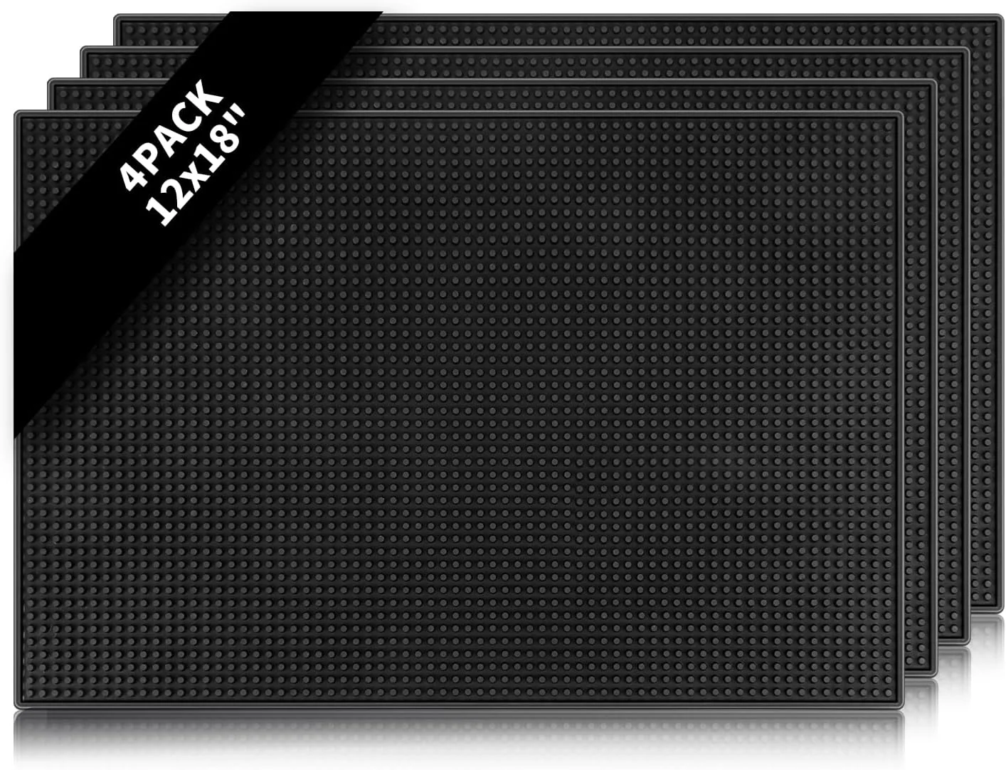 Durable 4 Pcs Bar Mats for Countertop 18 x 12 Inch Rubber Silicone Bar Drying Coffee Non Slip Mat for Bartending Home Cocktail Bars Restaurants Black Prestigious