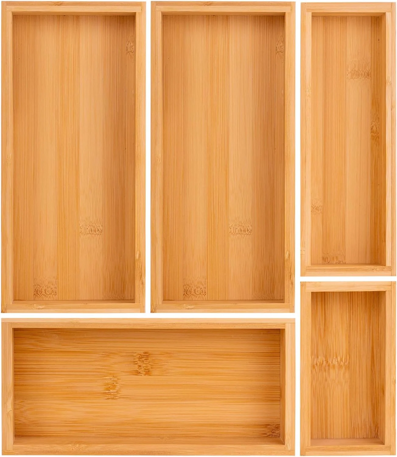 Fine bamboo drawer organizer Set expandable drawer dividers wooden storage organizers drawer organizers for kitchen bathroom flatware Tea Bag Organizer 1 X 5PCS Natural Trendy
