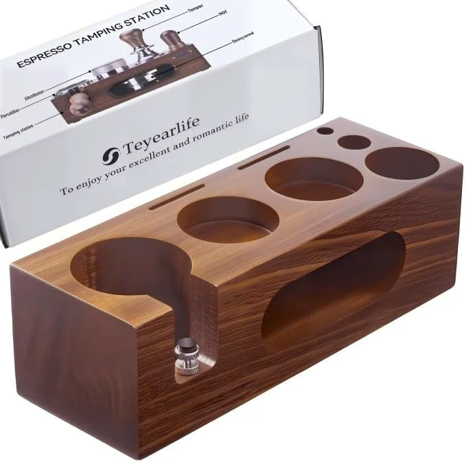 Quality espresso tamping station called Coffee Tamper Station Fit 51 to 54mm Espresso Accessories The tamper holder Or organizer station Adjustable Portafilters Stand Height 7 IN 1 Comfortable