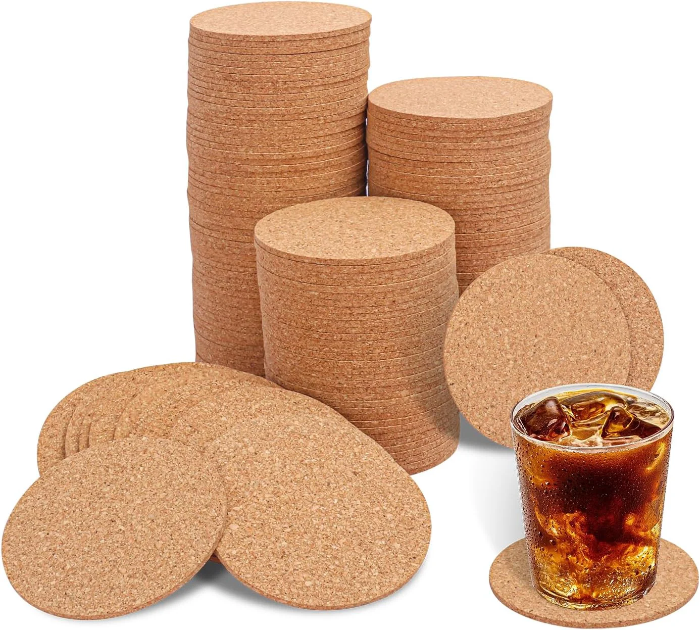 Outstanding 180 Pack 3.5 Inch Round Cork Coasters Cork Drink Coasters for Drinks Suitable for Tabletop Decor Resistant DIY Project Exclusive