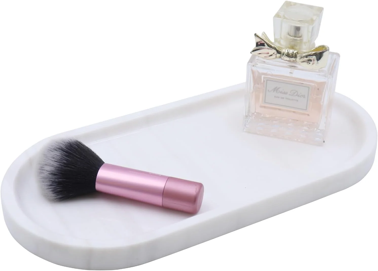 Efficient Natural Marble Tray Oval Vanity Decorative Tray for Bathroom Counter Countertop Stone Organizer Catchall Tray for Kitchen Perfume Candles High-Performance