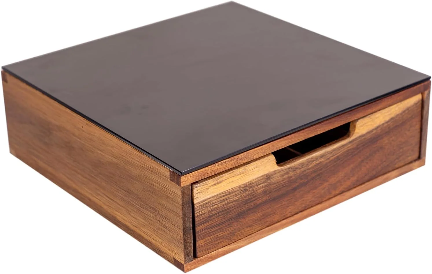 Excellent Tempered Glass and Natural Wood Coffee Pod Drawer Organizer – 20 Capsule Multifunctional K Cup Storage Durable