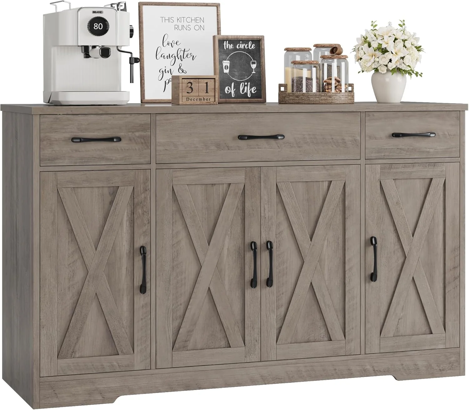 Efficient Hostack Buffet Sideboard Cabinet with Drawers 55 Large Buffet Storage Cabinet with Shelves and Doors Exclusive