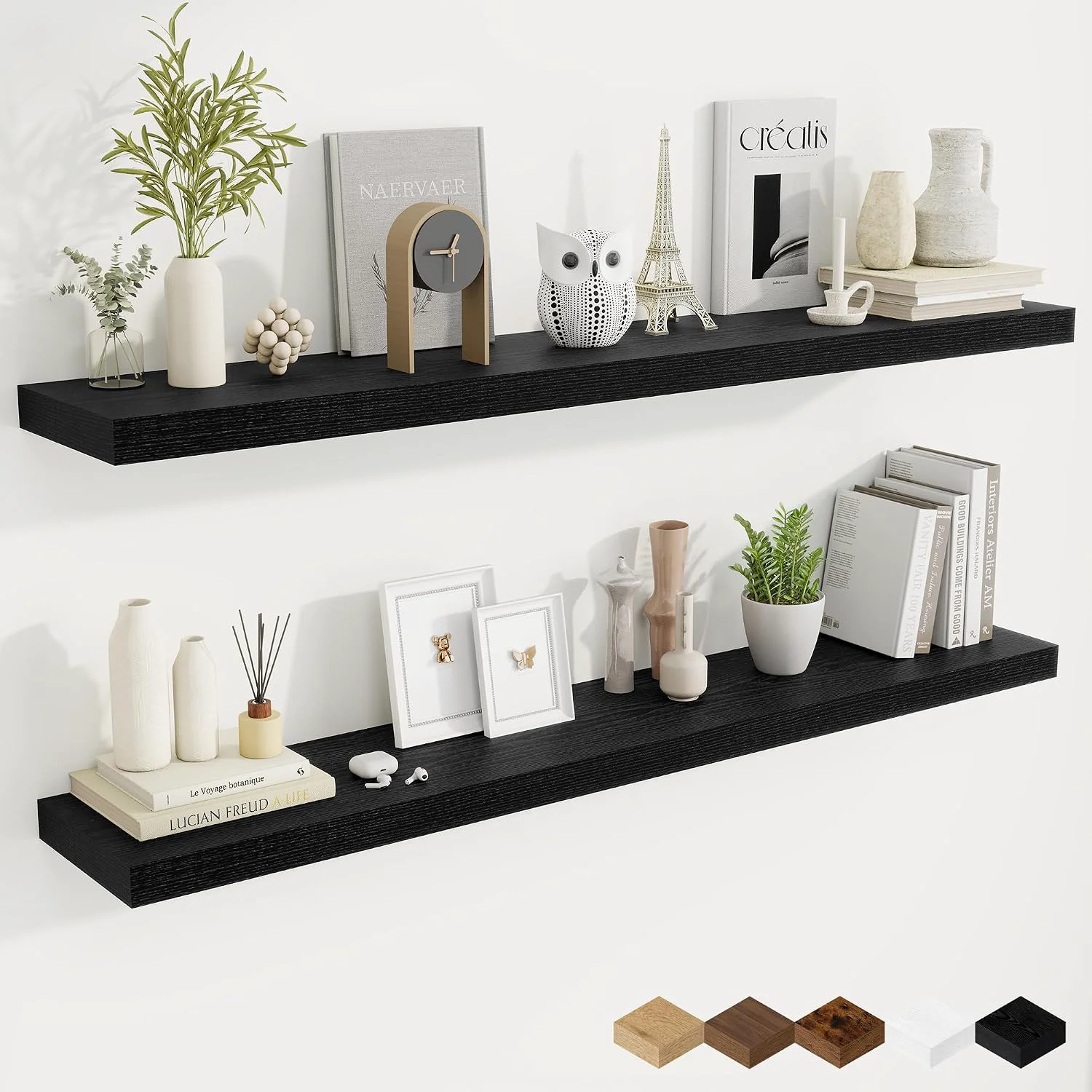 Organic Fun Memories 55 Inch Fireplace Mantel Shelf 9.3 Deep Floating Shelves for Wall Long Wall Mounted Farmhouse Display Shelves with Invisible Heavy Duty Metal Bracket Black 2 Pack Environmentally Friendly