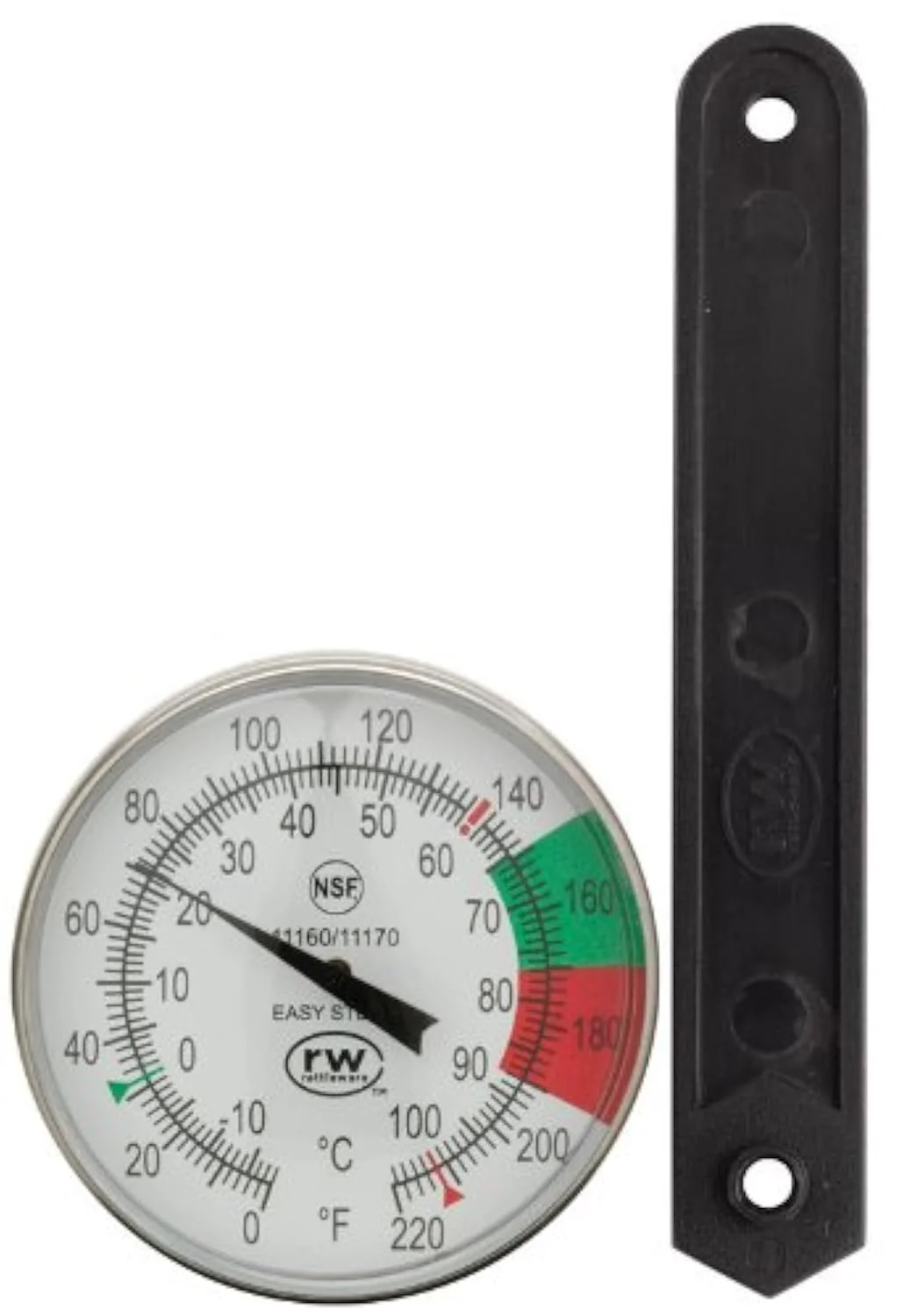 Lightweight Rattleware 5-Inch Dial Thermometer Kit Stainless Steel Easy Steam Probe with 1.75-Inch Dial NSF Calibration Tool and Adjustable Clip for World-Class