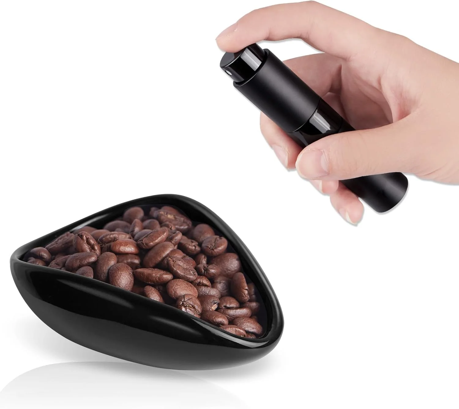 Proven Coffee Bean Dosing Cup and Spray Bottle Set – Ceramic Espresso Accessories Kit 8ml Static Reducing Sprayer for Cafe Home Use Classic