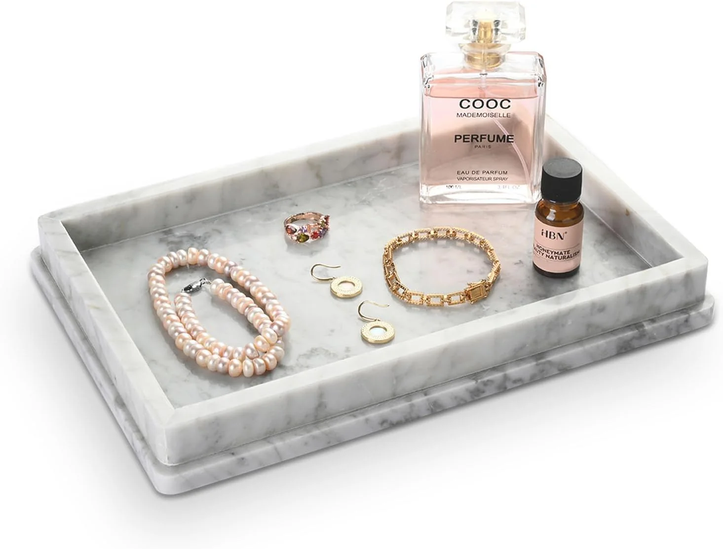 Consistent Italian Natural Marble Bathroom Vanity Tray 12 inch Carrara White Stone Jewelry Tray Rectangle Perfume Trays Large Tank Trays Cosmetic Organizer Superior