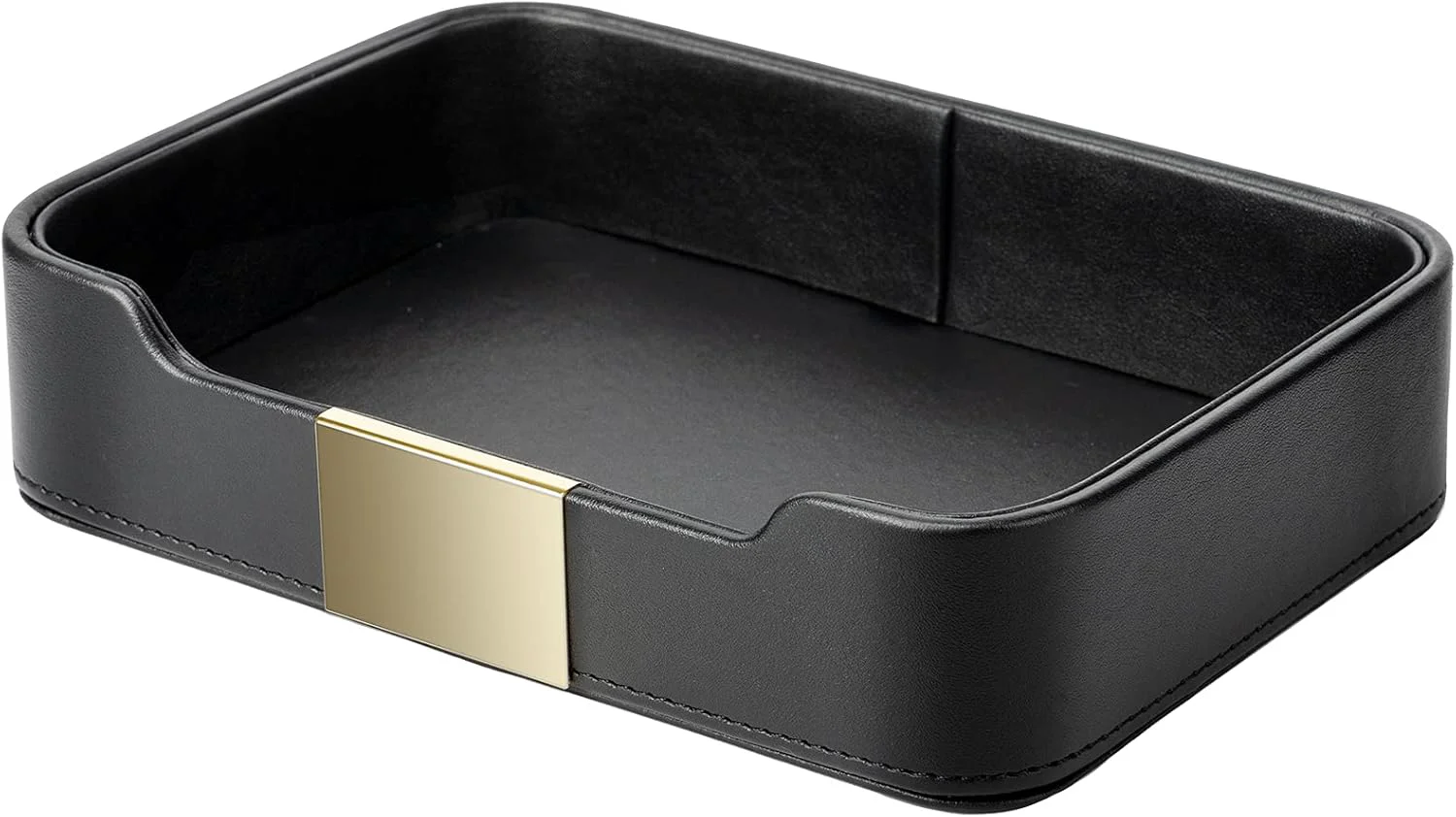 Innovative Sanzie Luxury Leather Tray Desktop Storage Catchall Organizer Decorative Tray for Entryway Table to Hold Jewelry Watch Keys Phone Wallet Metal Breathable