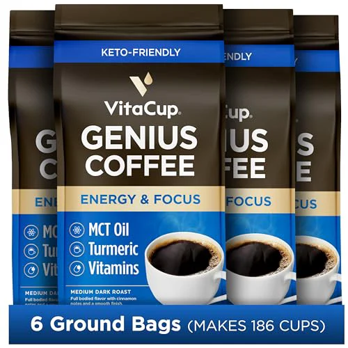 Smooth Genius Keto Medium Dark Roast Ground Coffee 66 Ounce Authentic