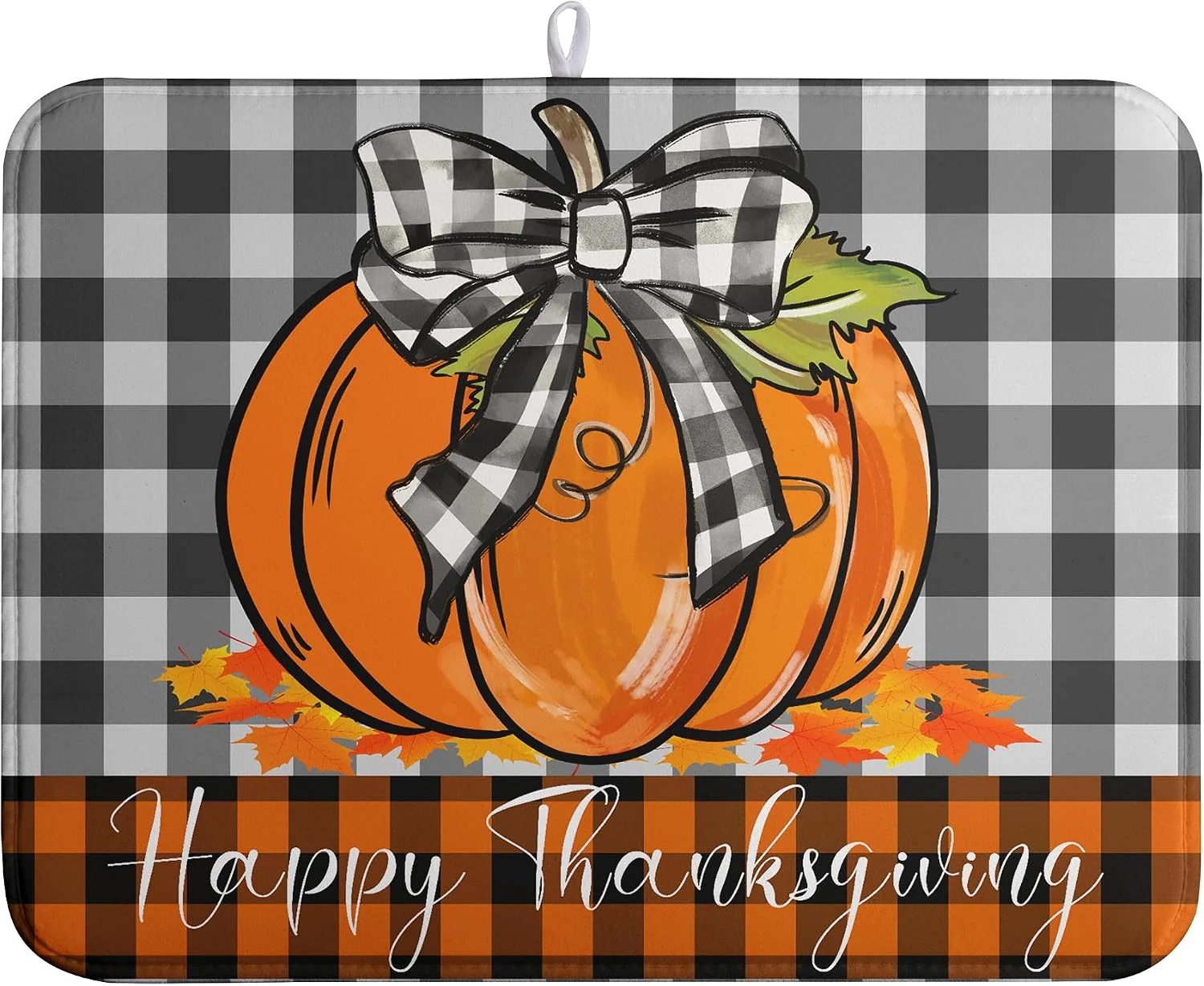 Detailed Fall Pumpkin Dish Drying Mats Thanksgiving Kitchen Drying Mat Buffalo Plaid Microfiber Large Dish Dryer Pad Maple Leaves Absorbent Dishes Drain Matt XL Washable Foldable 18×24 in Genuine