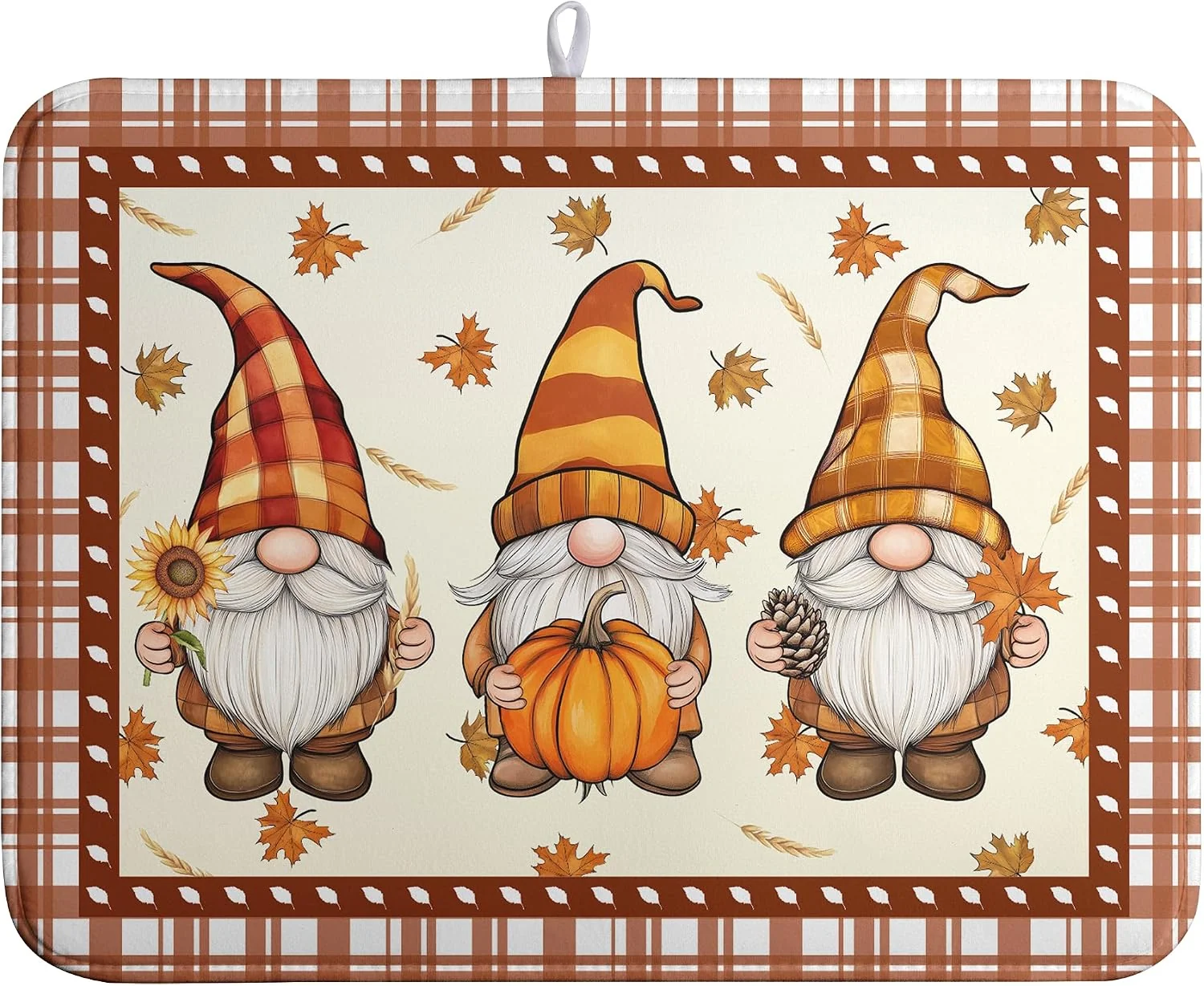 Clean Fall Pumpkin Gnomes Dish Drying Mat Maple Leaves Autumn Large Kitchen Mats Dish Drying Pad Absorbent Dish Dryer Mat for Kitchen Countertops Microfiber Drainer Pad Dish Drying Mats 18×24 in Exceptional