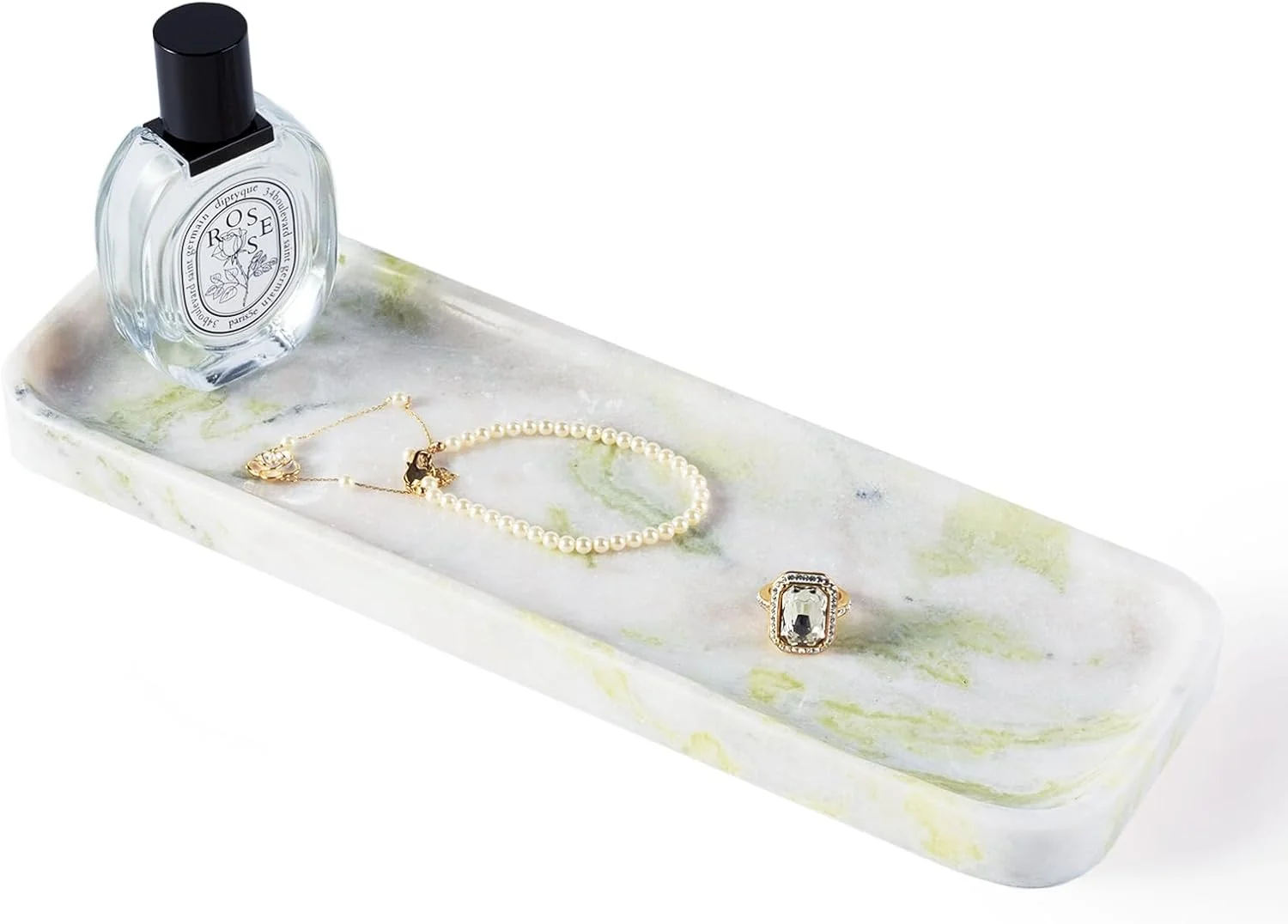 Relaxed Koville Marble Tray for Bathroom Sink 12 x4 Natural Stone Vanity Tray for Kitchen Dresser Countertop Next-Generation