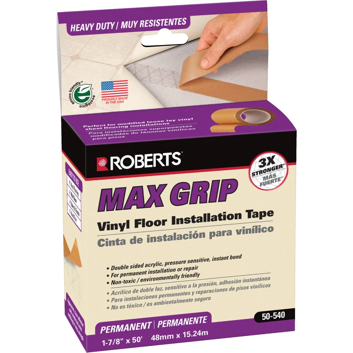 Official Max Grip 1-7 8 In. W x 50 Ft. L Vinyl Floor Installation Tape Natural