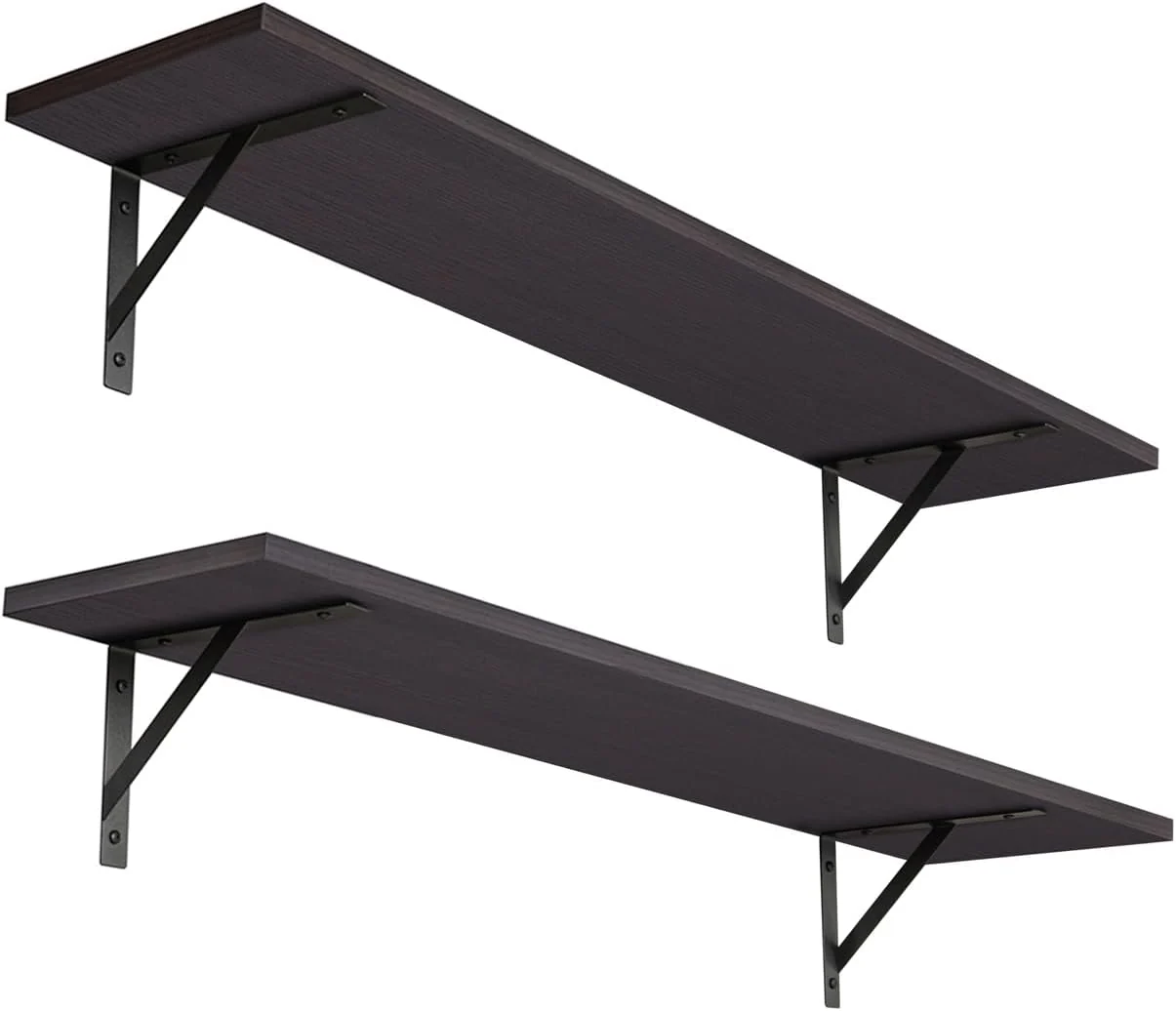 Reliable Dinzi LVJ Long Wall Shelves 31.5 Inch Wall Mounted Shelves Set of 2 Easy-to-Install Wall Storage Ledges with Sturdy Metal Brackets for Living Room Functional