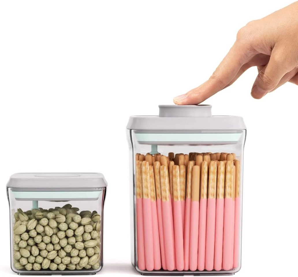 Durable Pop Air Tight Containers Stackable- 2-Pack Ce Storage Containers with Lids Airtight Leakproof Pop Up Containers for Organizing 1.5Qt 0.5Qt Fine
