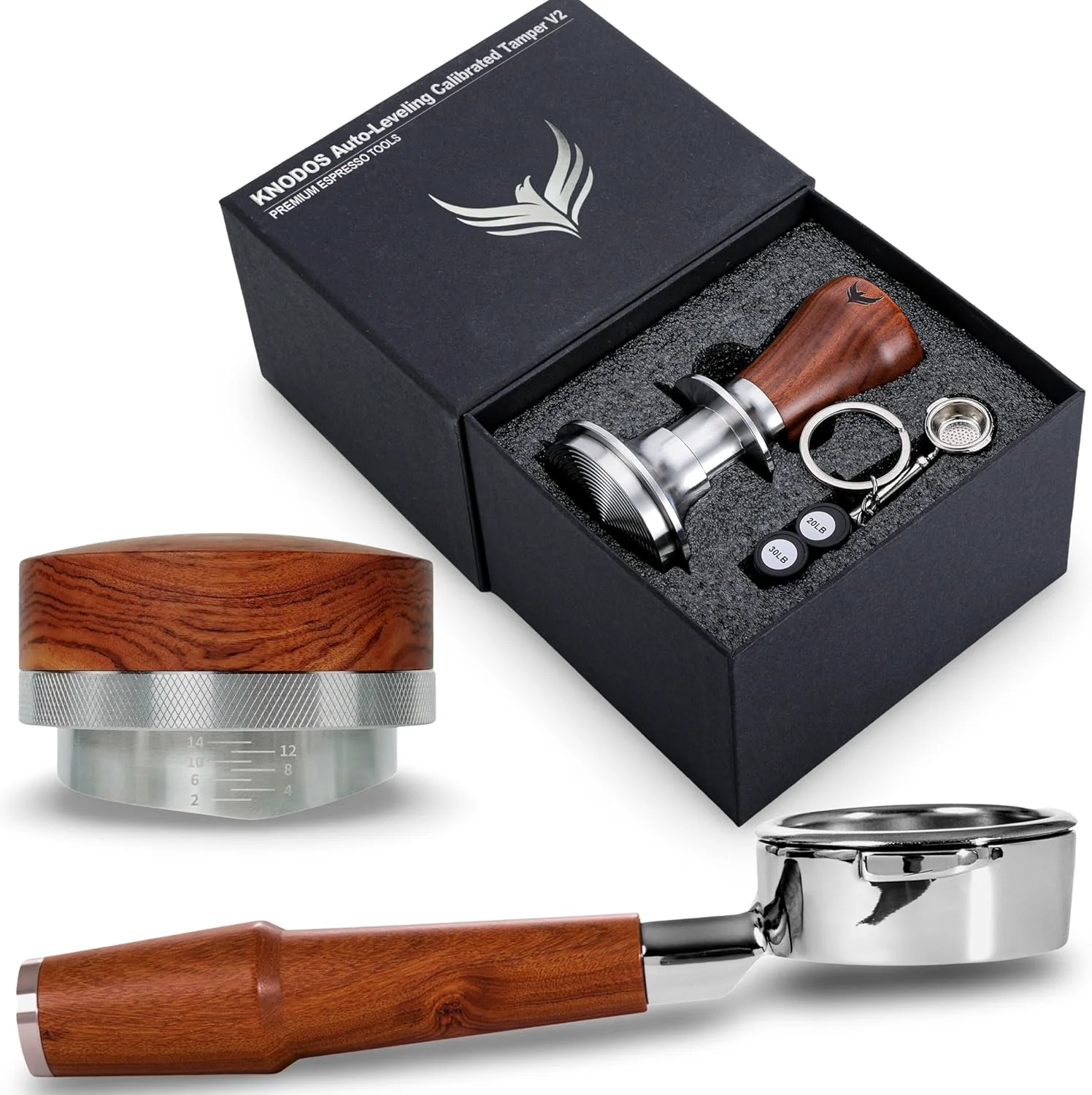 Next-Generation 54mm Espresso Machine Accessories Set Coffee Distributor Spring Loaded Tamper and Bottomless Portafilter for Breville Barista Express Pro Touch Long-Lasting