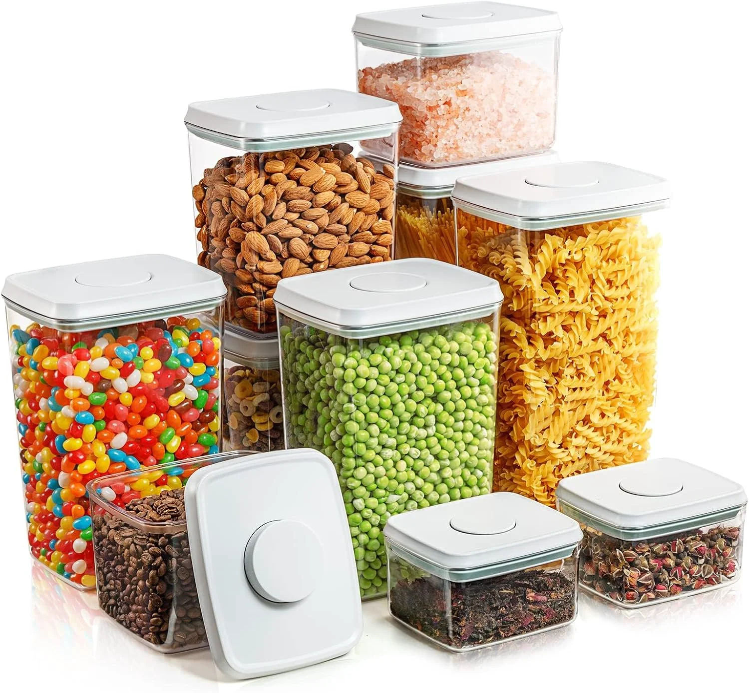 Stylish Airtight Pop Food Containers with Lids 10 PCS Kitchen and Pantry Organization Canisters for Ce Dry Food Sugar Snack Flour Spaghetti Exclusive