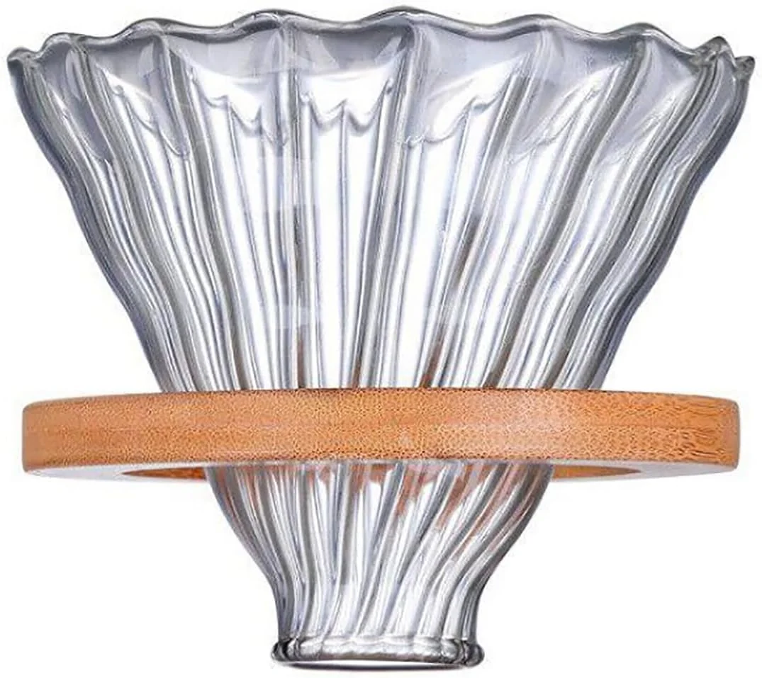 Exclusive Glass Coffee Dripper Filter – Glass Pour Over Coffee Cone with Bamboo Stand Drip Coffee Maker Funnel Accessories for Home or Office 1-5 Cups Responsible