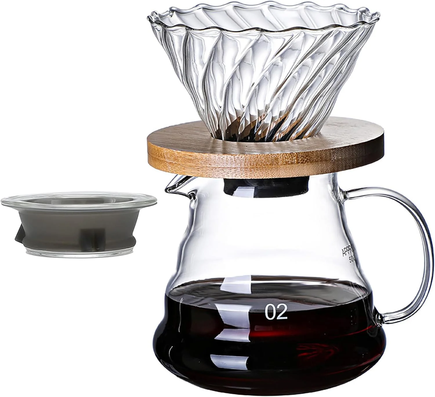 Luxury Pour Over Coffee Maker – 20 OZ 600ML Coffee Server with Glass Coffee Dripper Stylish and Elegant 2 IN 1 Dripper Coffee Maker Kit Coffee Maker for Responsible