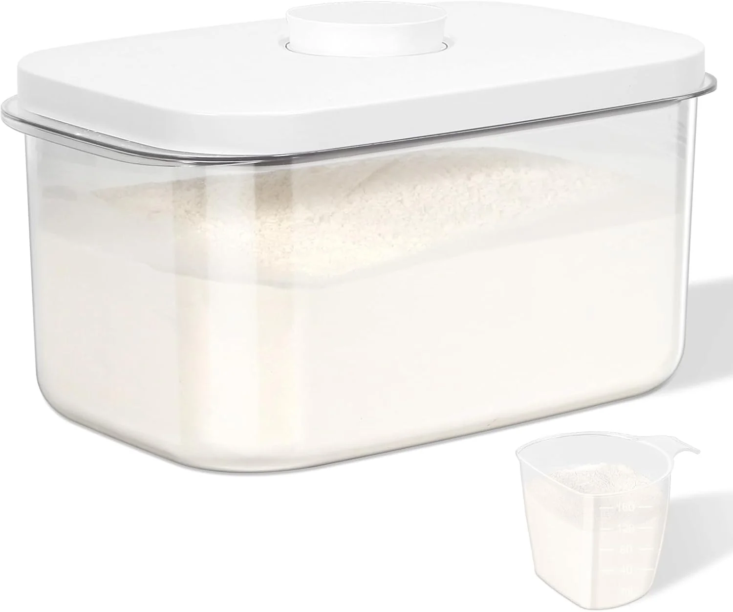 Minimalist Airtight Flour Container 12 Lbs Clear PET Plastic Food Storage Container Bin with Pop Up Lids For Rice Flour Sugar Dependable