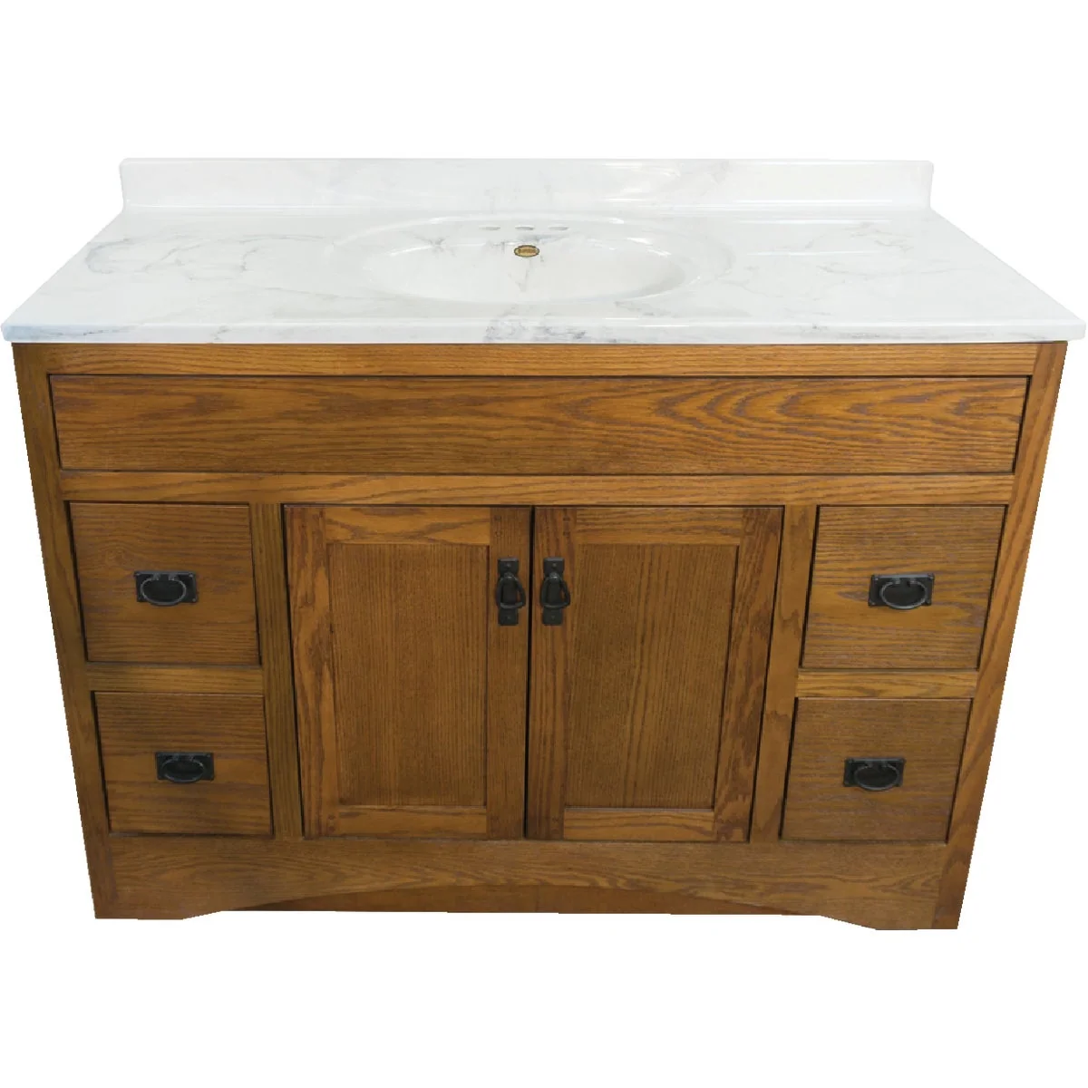 Reliable CraftMark Craftsmen Estate Oak 48 In. W x 34 In. H x 21 In. D Vanity Base 2 Door 4 Drawer Organic