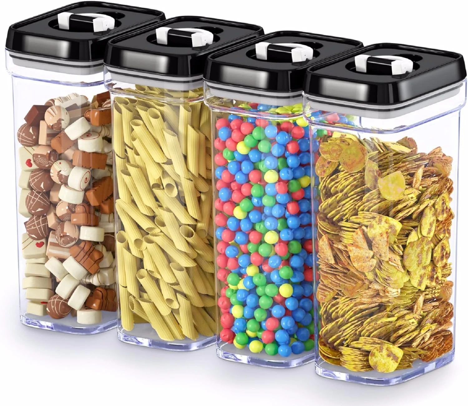 Clean Dwëllza Kitchen Airtight Food Storage Containers with Lids – 4 Piece Set Air Tight Kitchen Storage Containers Clear Pantry Organization and Storage High-Grade