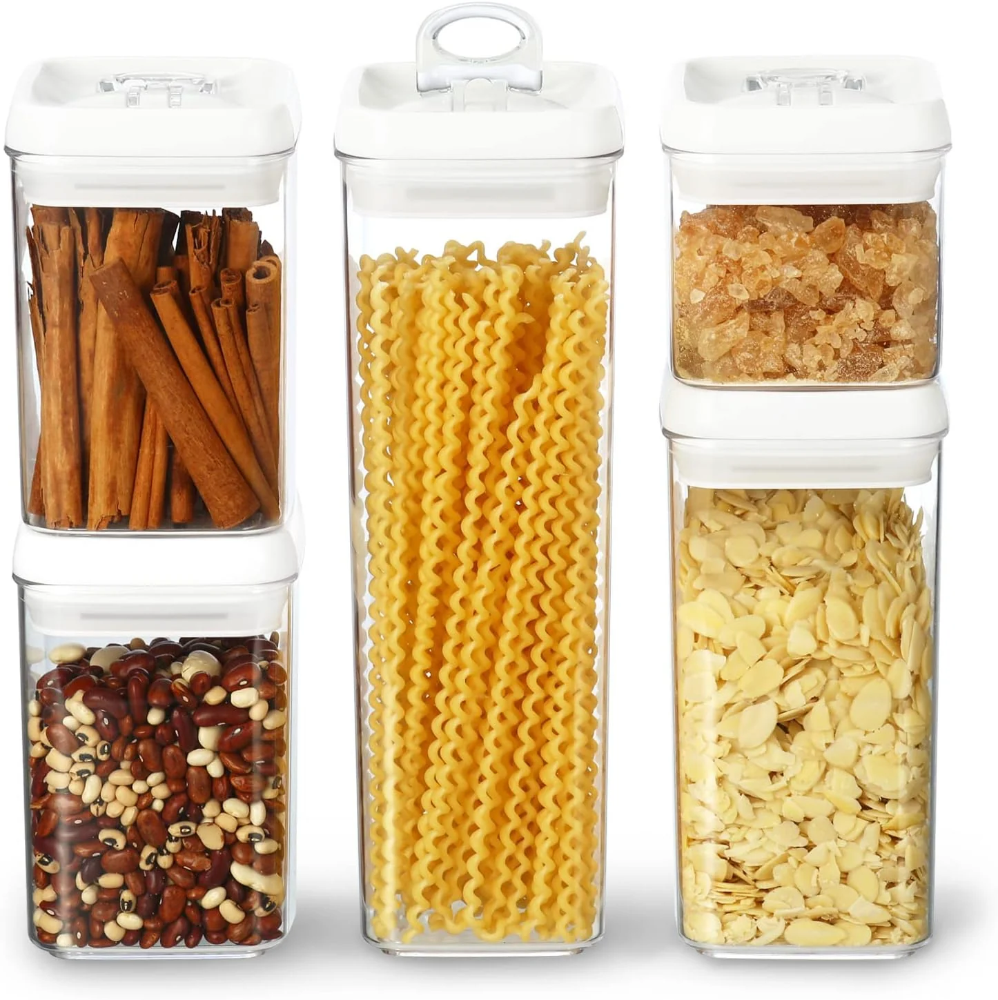 Fine Felli Flip Tite Storage Container with Lid 4 Airtight Ring Seal Top Stackable Acrylic Canister Jar Set for Kitchen Pantry Organizer Verified