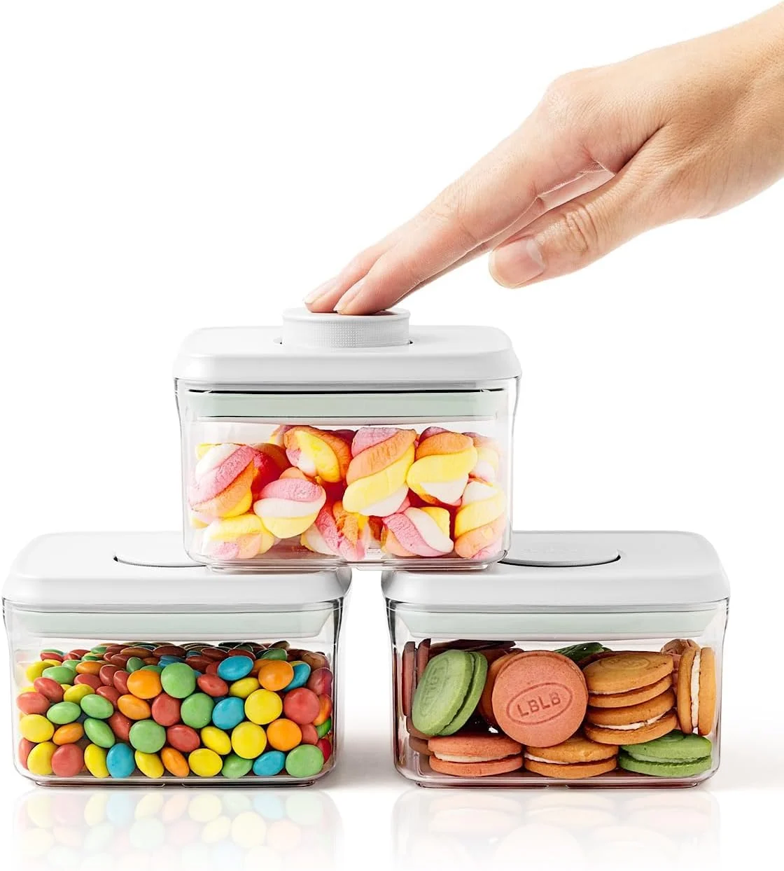Green 0.6 Qt Pop Containers – 3 Pack Mini Travel Snack Container BPA Food Storage Canisters with Lids First-Class