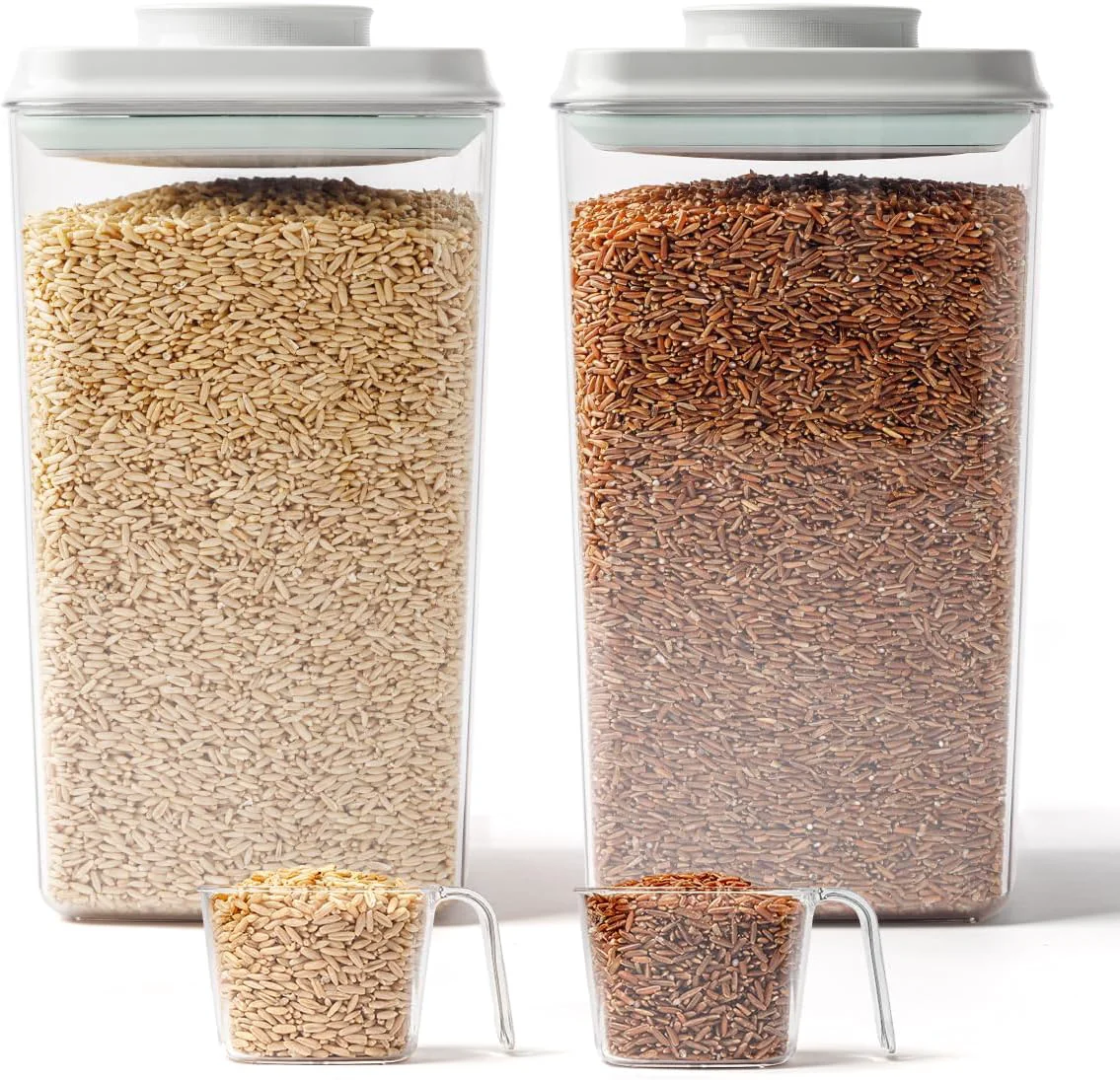 Minimalist Ce Containers Storage 2 Pack Rice Holder 4.22 Qt – 6 Lbs Food Storage Container Bin with Pop-up Lid for Rice Flour Sugar Superior
