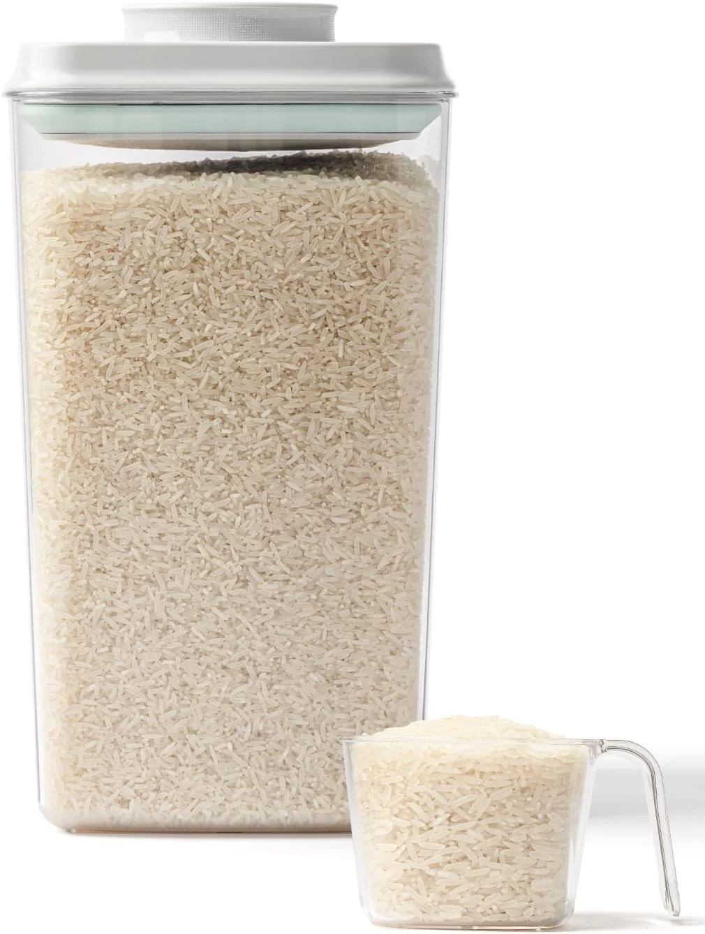 Refined Large Airtight Food Storage Containers with Measuring Cup 4L Airtight Pop Top Rice Storage Container 6.06 lbs 2.75kg Original