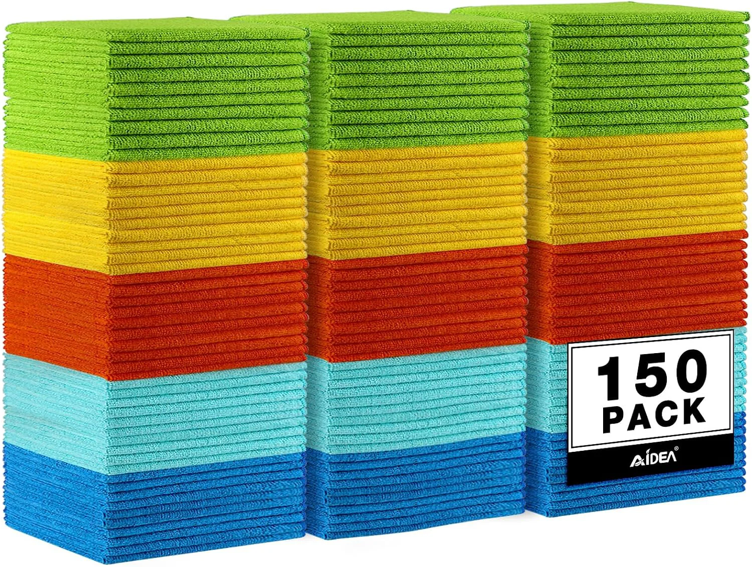 Premium Material AIDEA Microfiber Cleaning Cloth-150PK Microfiber Towels for Cars 12 ×12 Convenient