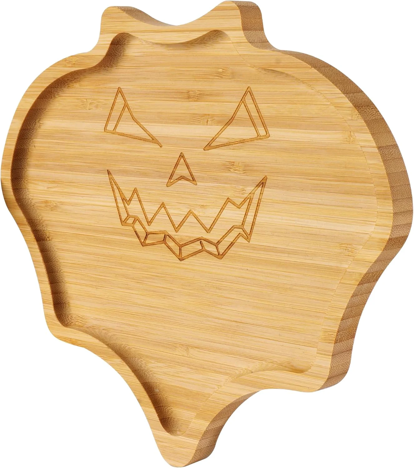 High-Performance TJ POP Halloween Bat-Shaped Bamboo Serving Tray – 10 x9 Spooky Bat Snack Dessert Platter Eco-Friendly Natural Wooden Charcuterie Board for Candy Recyclable