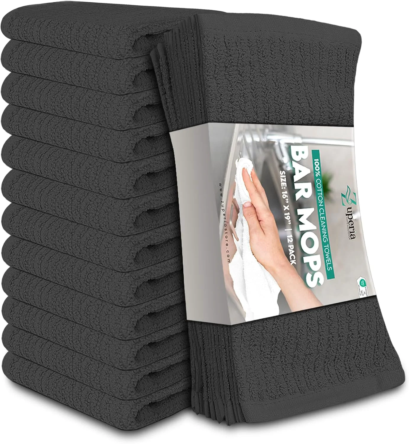 World-Class ZUPERIA Bar Mop Kitchen Towels – 12 Pack Cotton Stylish