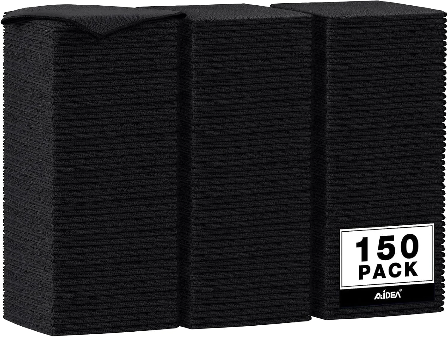 Crafted AIDEA Microfiber Cleaning Cloth Black 150PK Cleaning Rags Shop Towel 12×12 First-Class