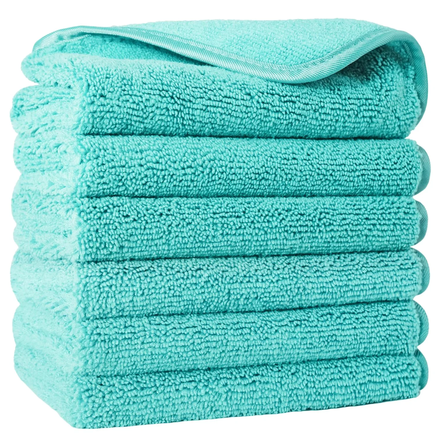 Consistent Polyte Premium Lint Microfiber Washcloth Face Towel 13 x 13 in Set of 6 Aqua Official