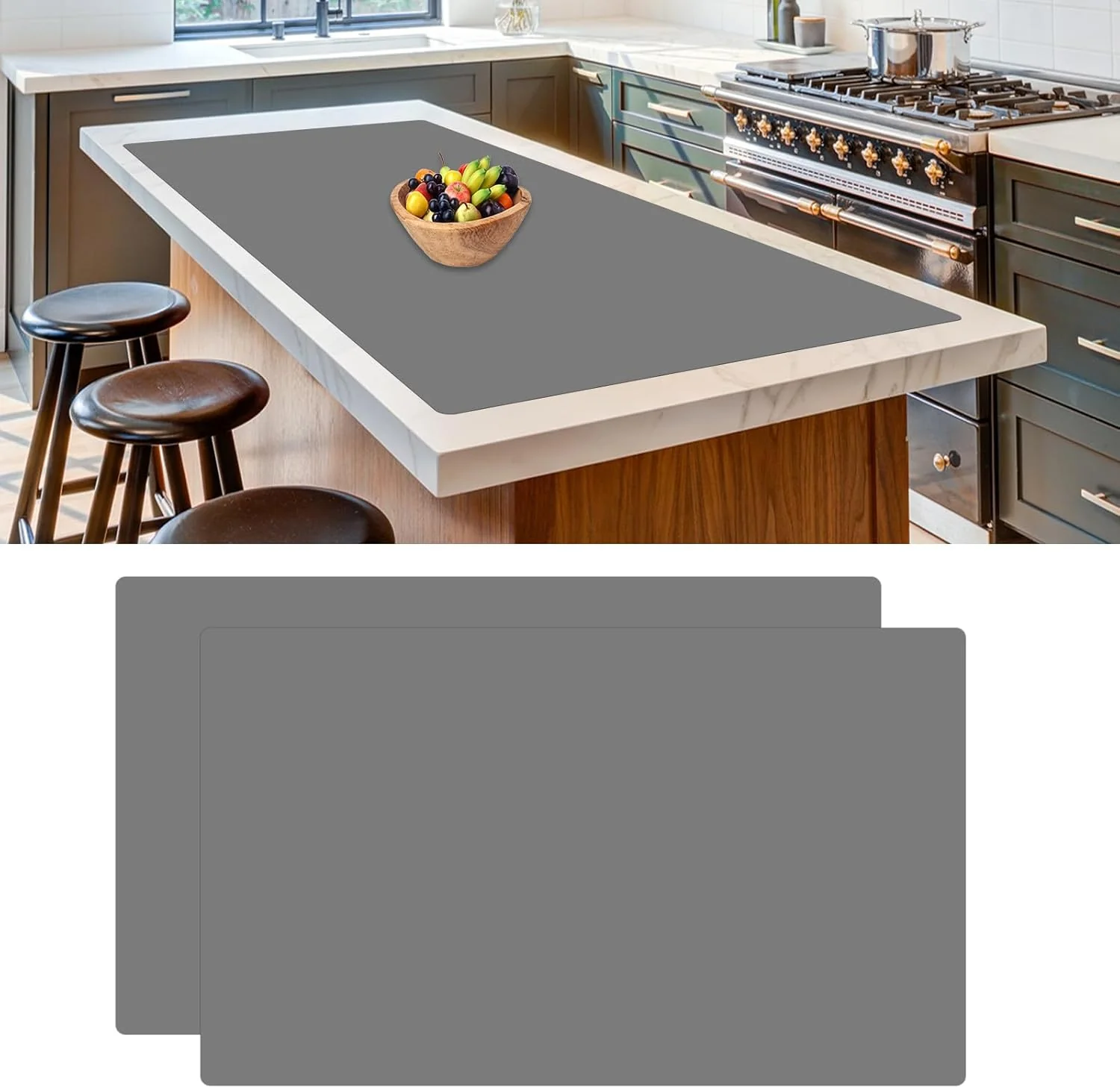 Dependable 2 Pack Large Silicone Mats for Kitchen Counter 36”x24” 90cmx60cm Heat Resistant Mat for Kitchen Island High-End