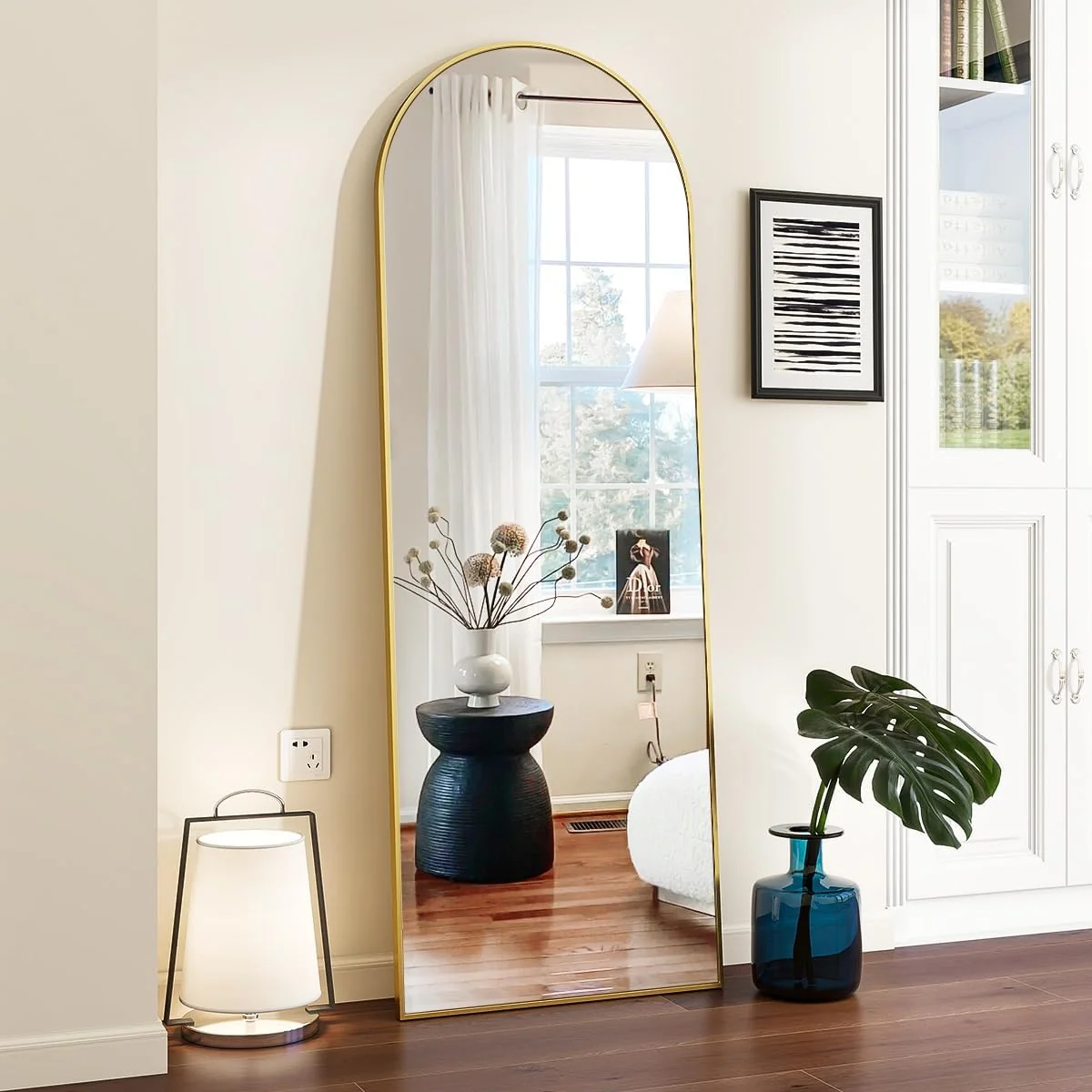 Stylish VooBang 18 x 58 inch Arched Full Length Mirror Gold Arch Floor Mirror Full Length with Stand Full Body Standing Mirror for Living Room Bedroom Smart