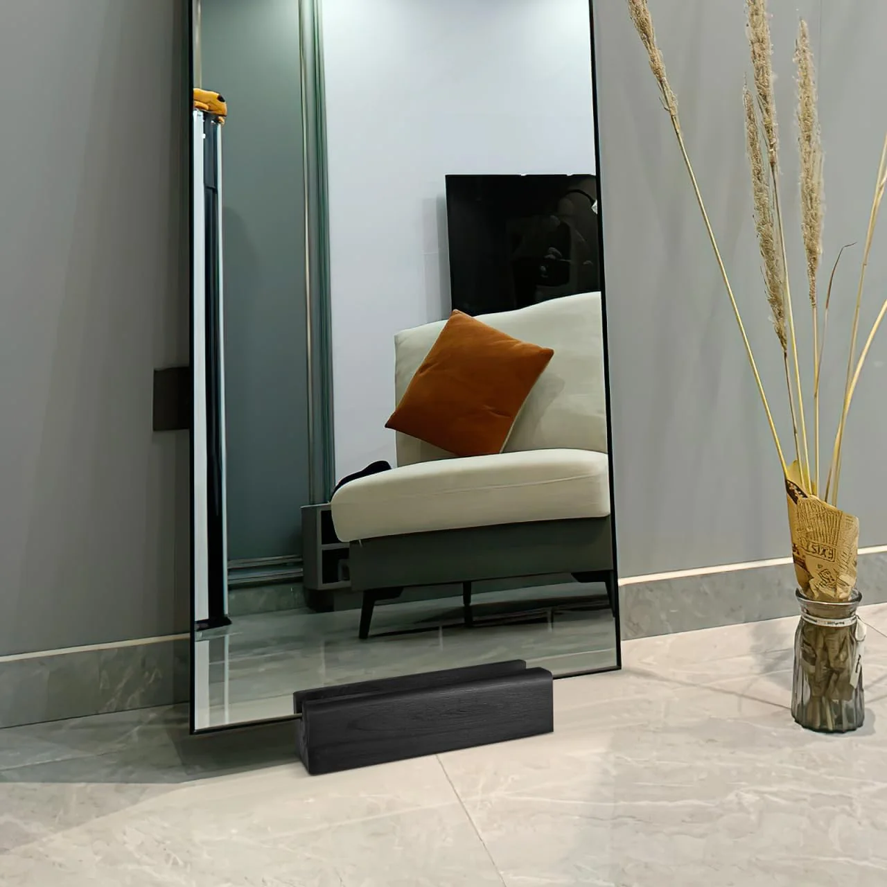Soft Baluue Wood Floor Mirror Stand for Full Length Mirror Base Stable Support Stop with Non-Slip Pads for Home Wedding Sign amp Art Gallery Frames Up to 1.38 Natural