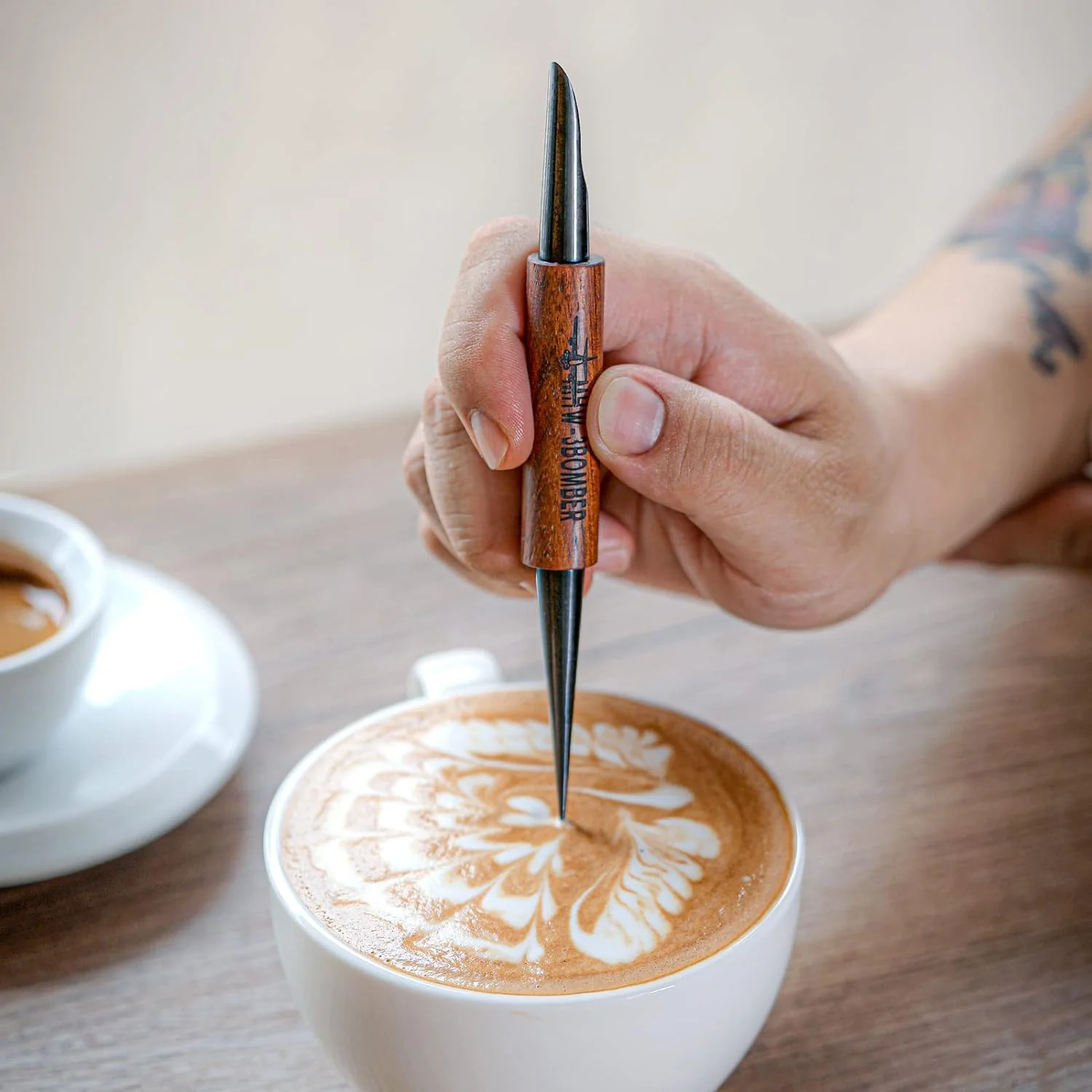 Responsible MHW-3BOMBER Latte Art Pen for Barista Rosewood Coffee Art Pen for Latte Cappuccino Macchiato Espresso Art Tool CN5400R-OS Unique