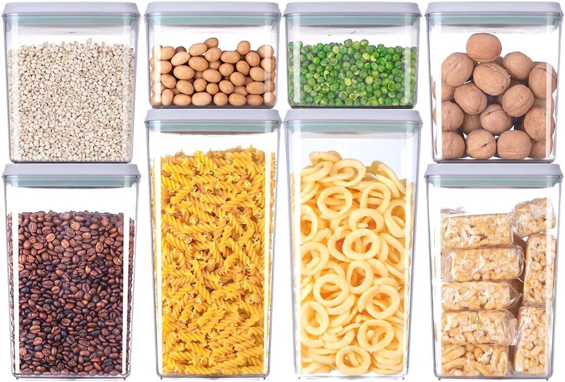 Optimized 8-Piece Set of Pop Airtight Food Storage Containers with Lids Stackable Containers for Kitchen Pantry Organization I for Ce Snacks Flour Selected