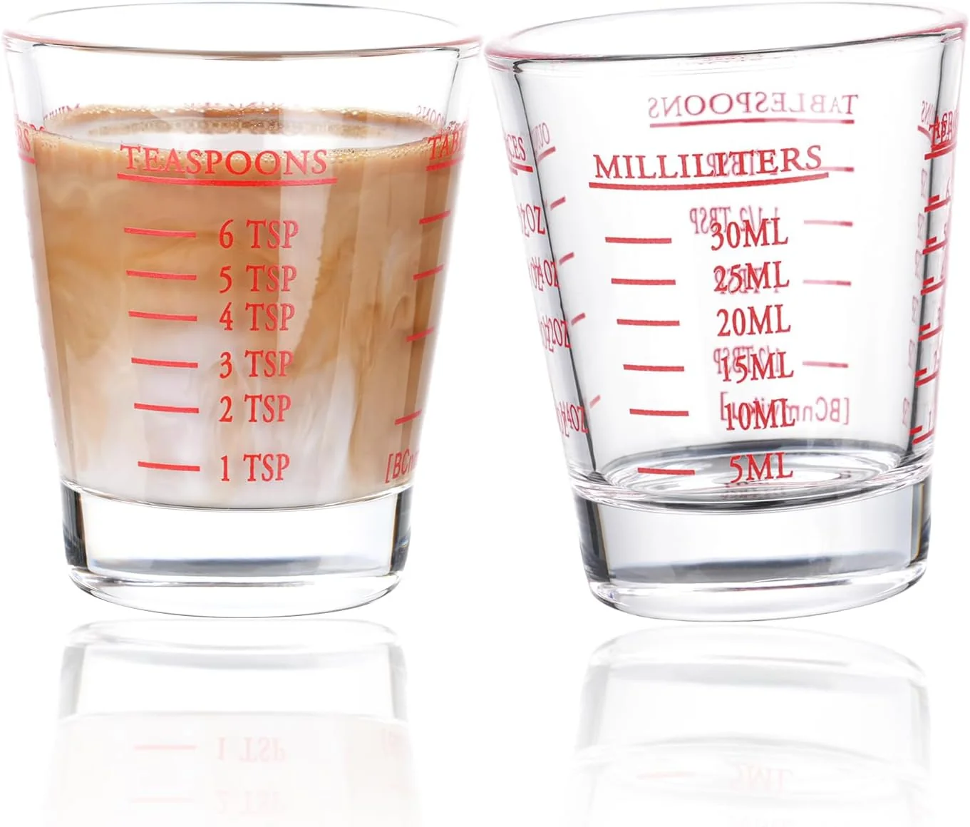 Efficient Shot Glasses Measuring cup Espresso Shot Glass Liquid Heavy Wine 2 Pack 26-Incremental Measurement 1oz 6 Tsp 2 Tbs 30ml 2 pack-red Breathable