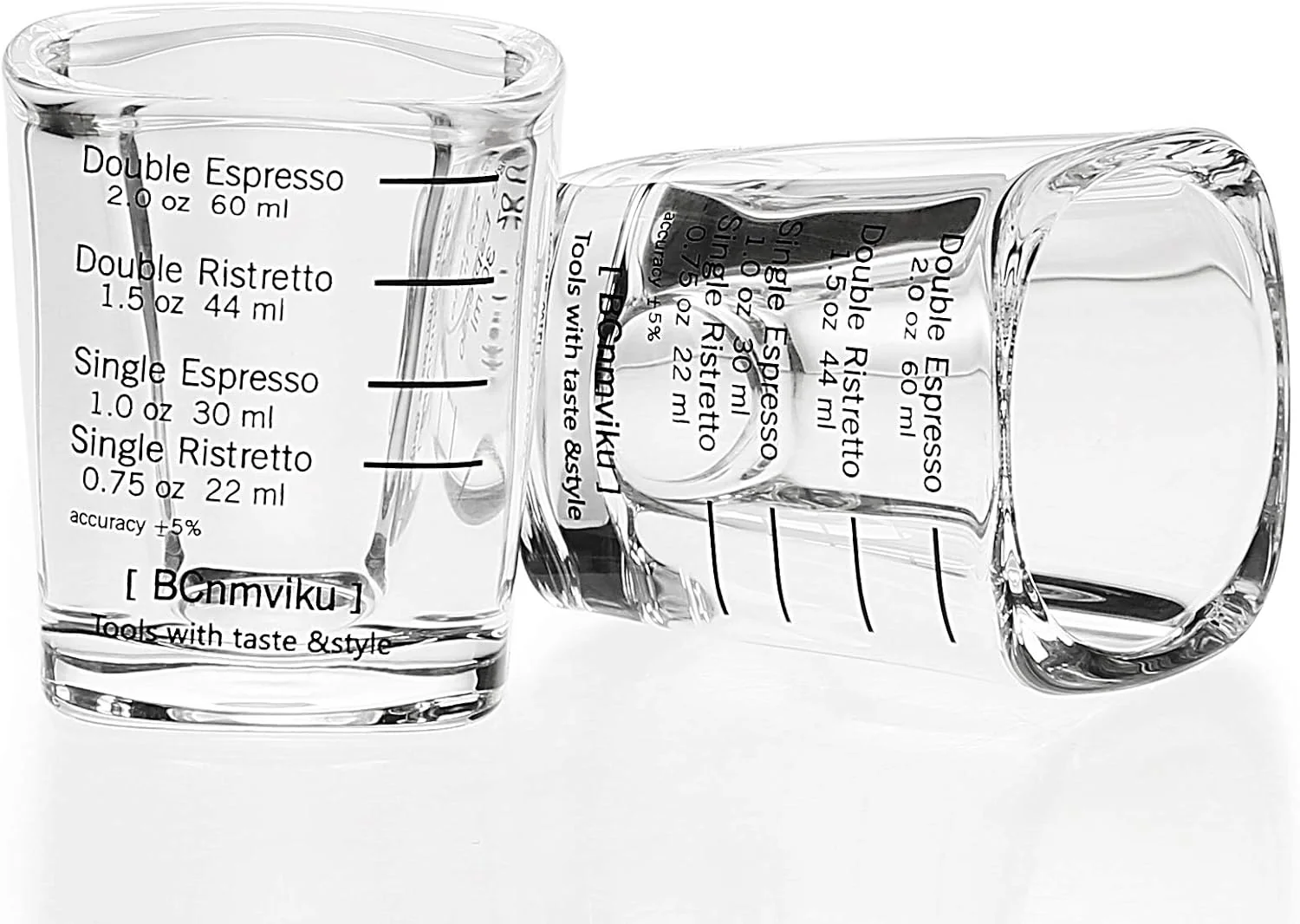 Excellent BCnmviku Espresso Shot Glasses Measuring Cup Liquid Heavy Glass for Baristas 2oz for Single Shot of Ristrettos 2 pack Healthy