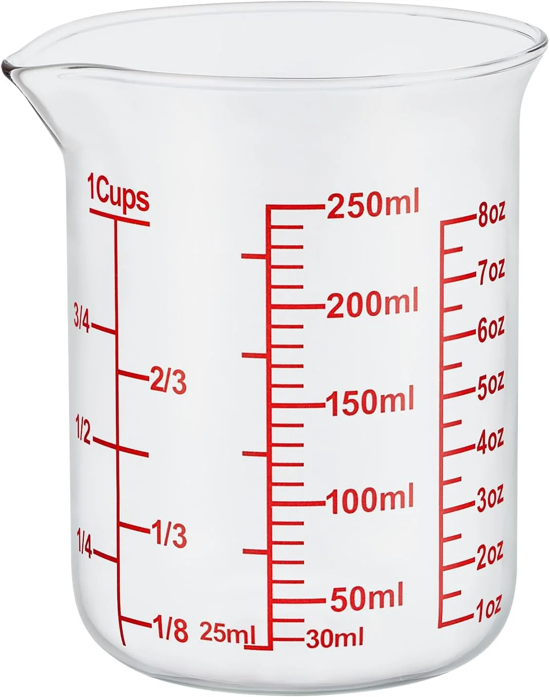 Efficient Ackers Borosilicate Glass Measuring Cup with Spout 250 ml 8 oz 1 Cup First-Class