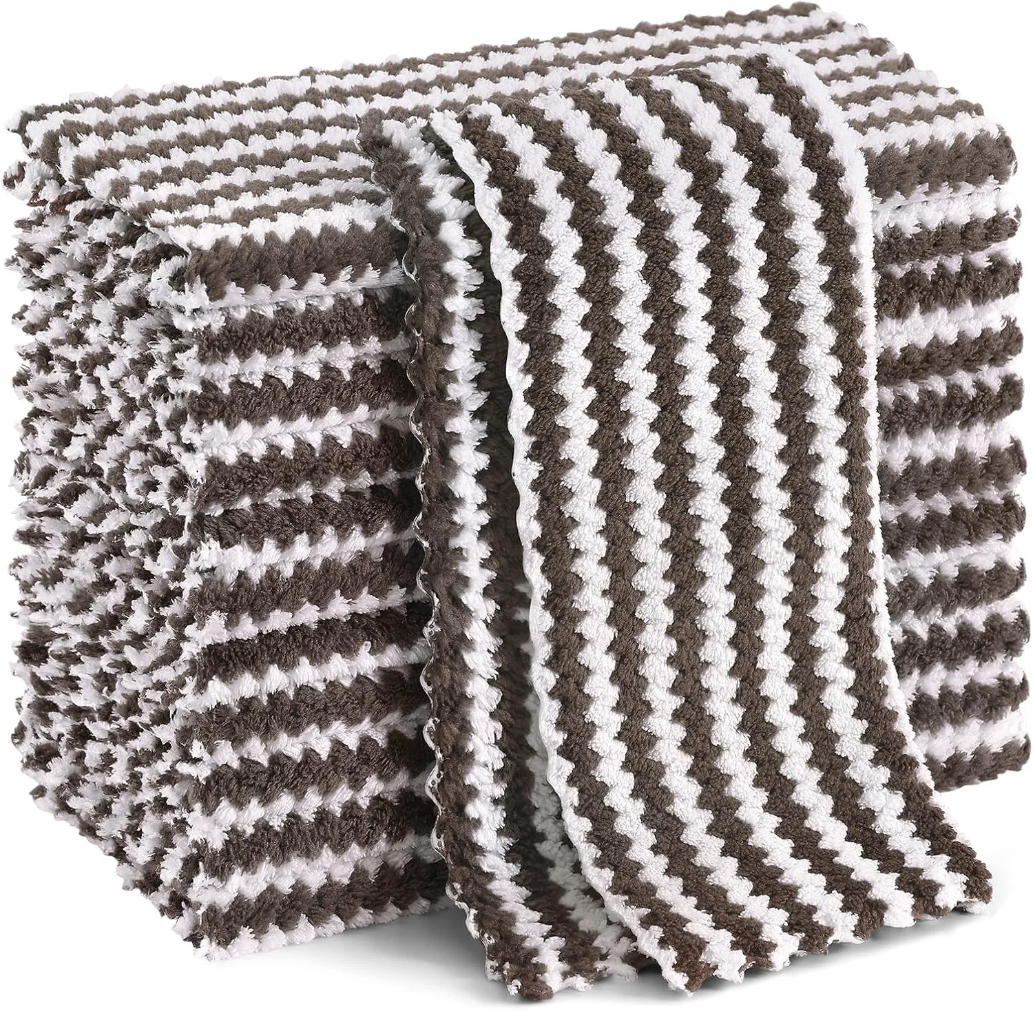 Casual Homaxy 12 Pack Coral Velvet Dish Cloths 10 x 10 inches Brown Original Design